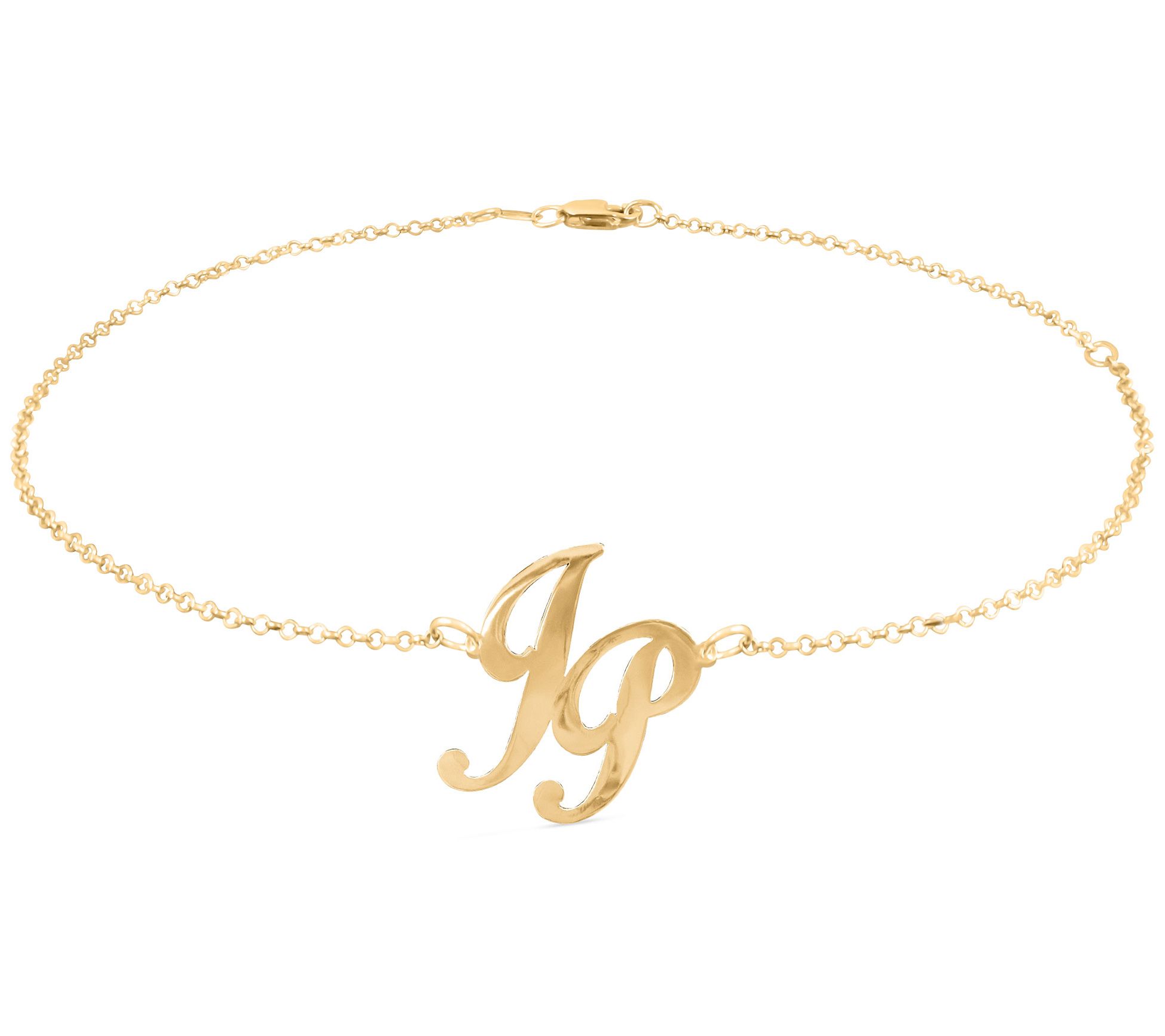 14K Gold Plated Personalized Monogram Ank le Bracelet