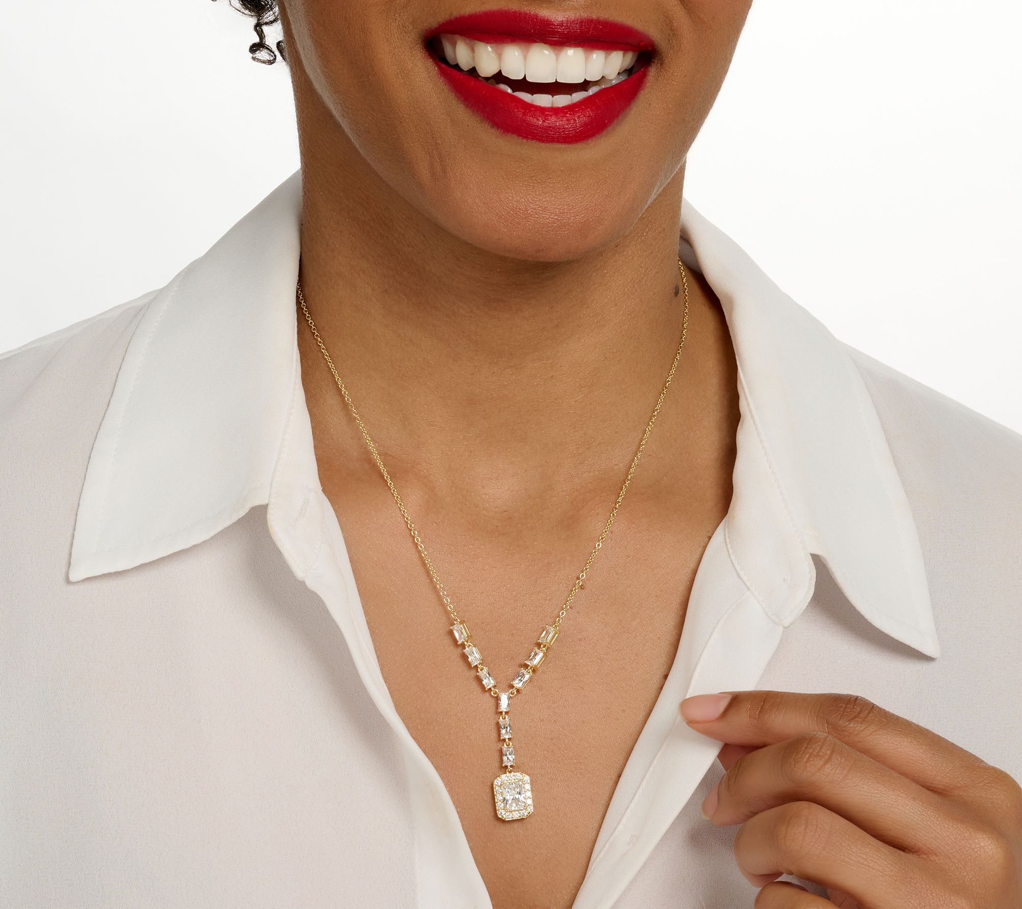 Diamonique x Kathy Levine Luminosa Necklace, Sterling Silver