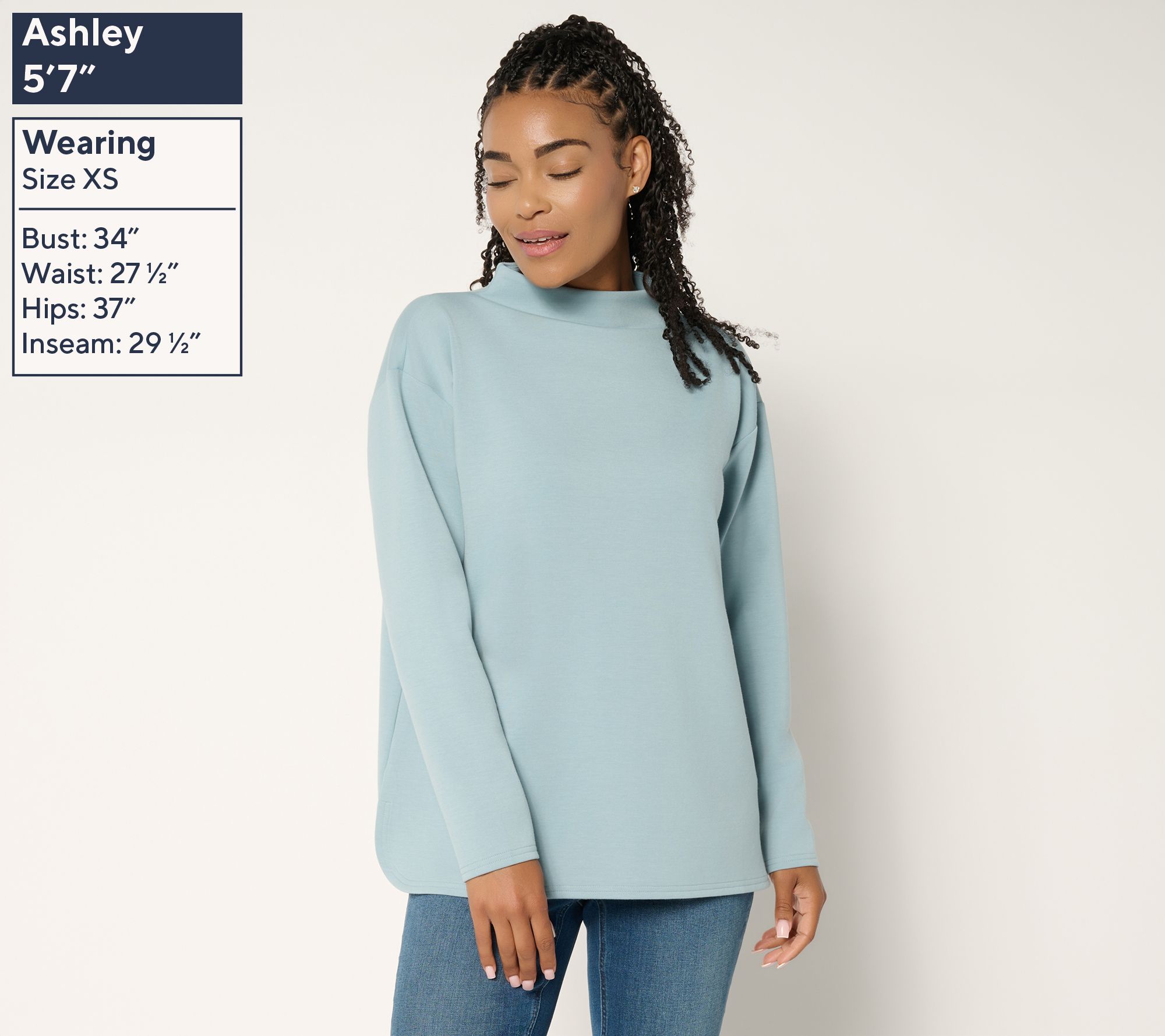 Martha Stewart Signature Comfort Stretch Modern Funnel Neck Top
