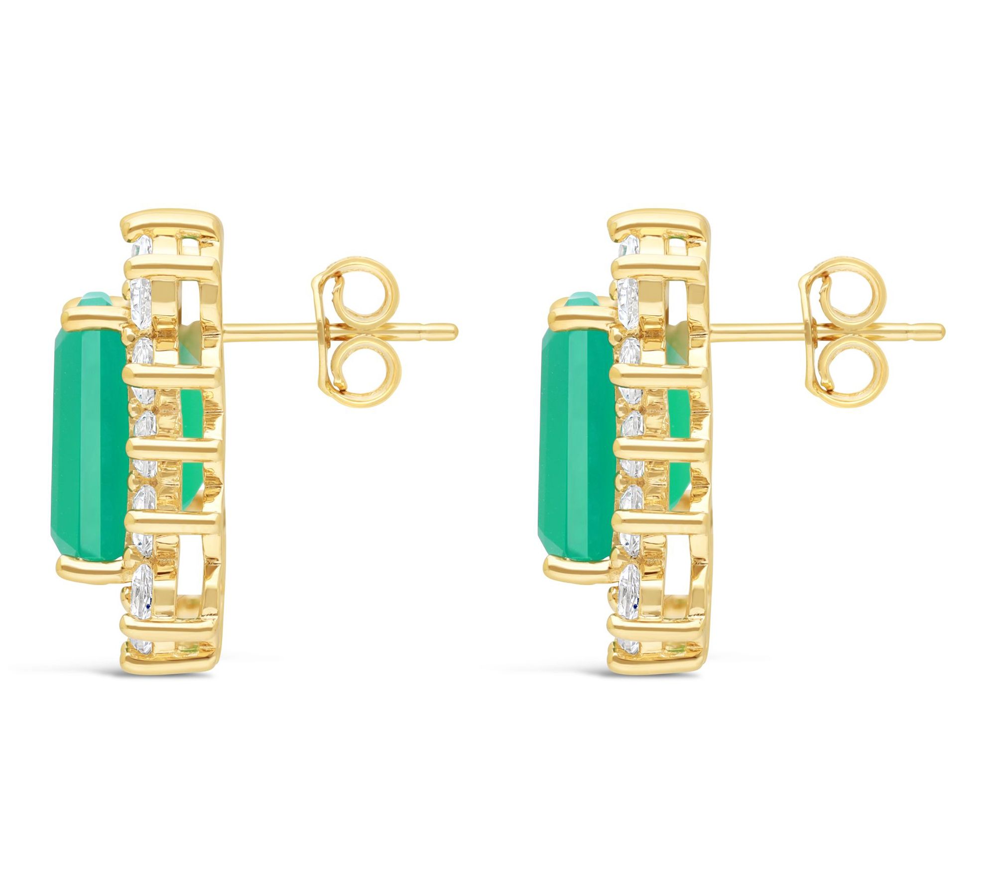Ariva 18K Clad Green Chalcedony & White Topaz Vivien Earrings