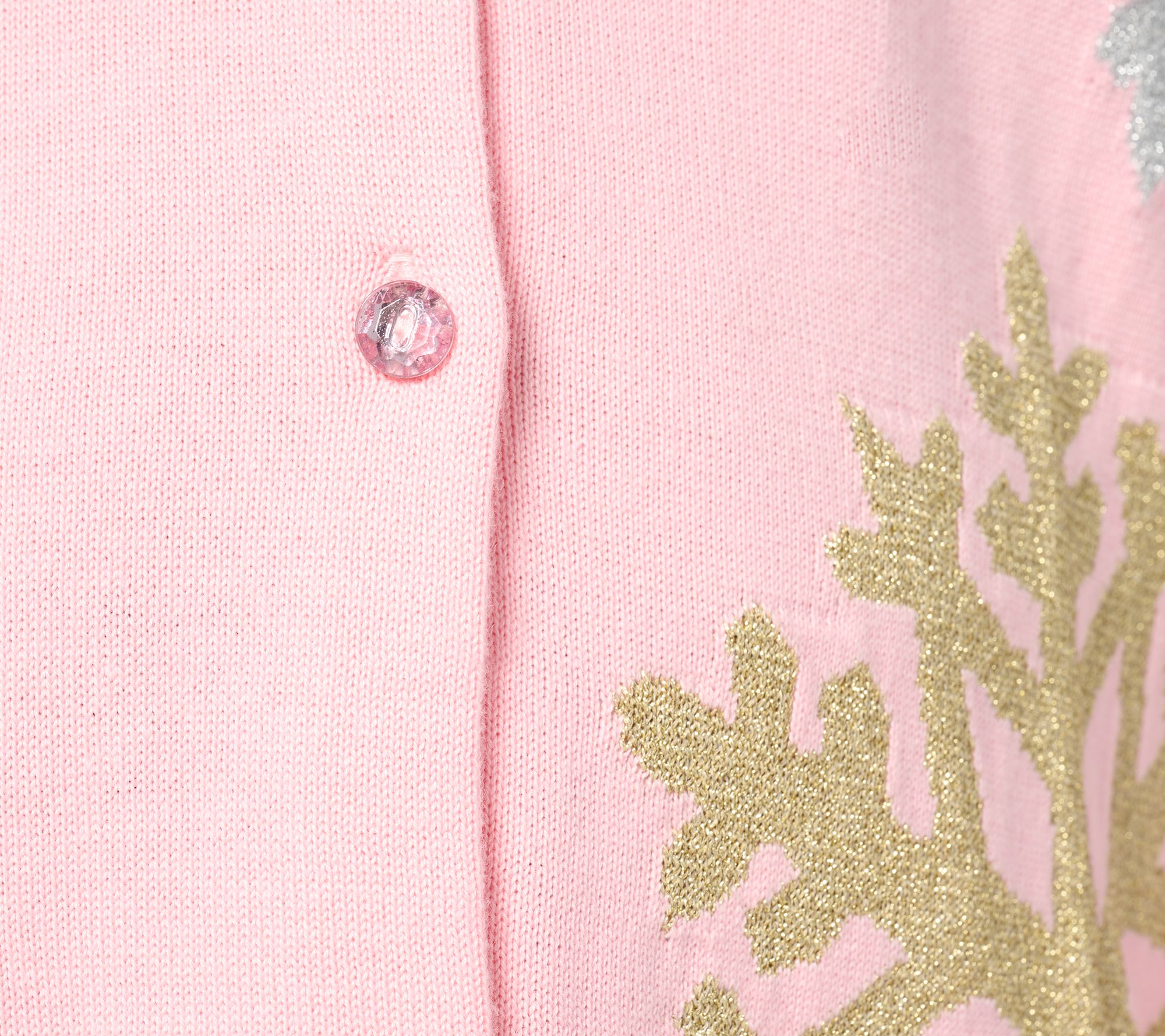 Quacker Factory Snow Day V-Neck Intarsia Sweater Cardigan