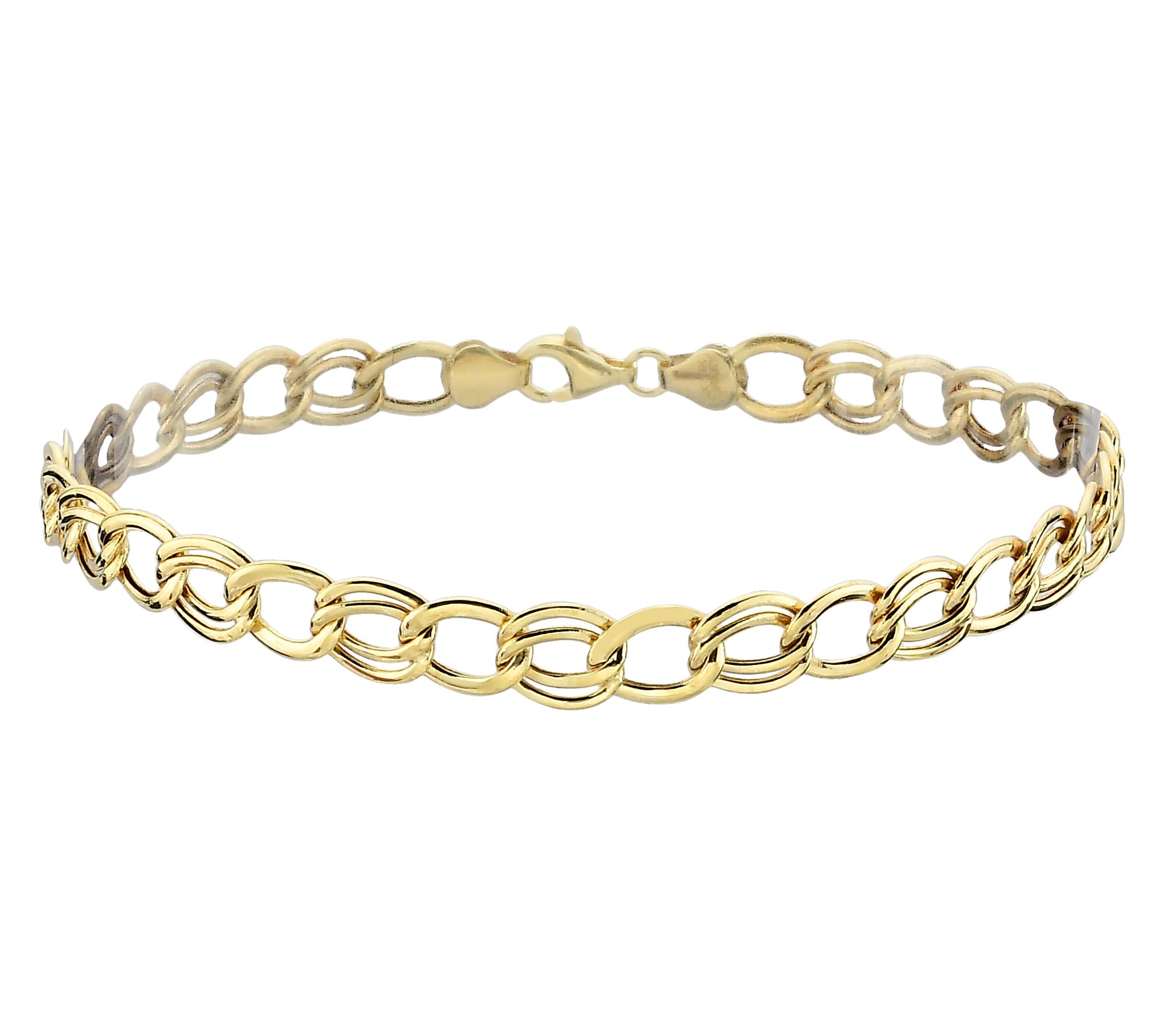 Adorna 14K Gold Polished Double Oval Link Bracelet