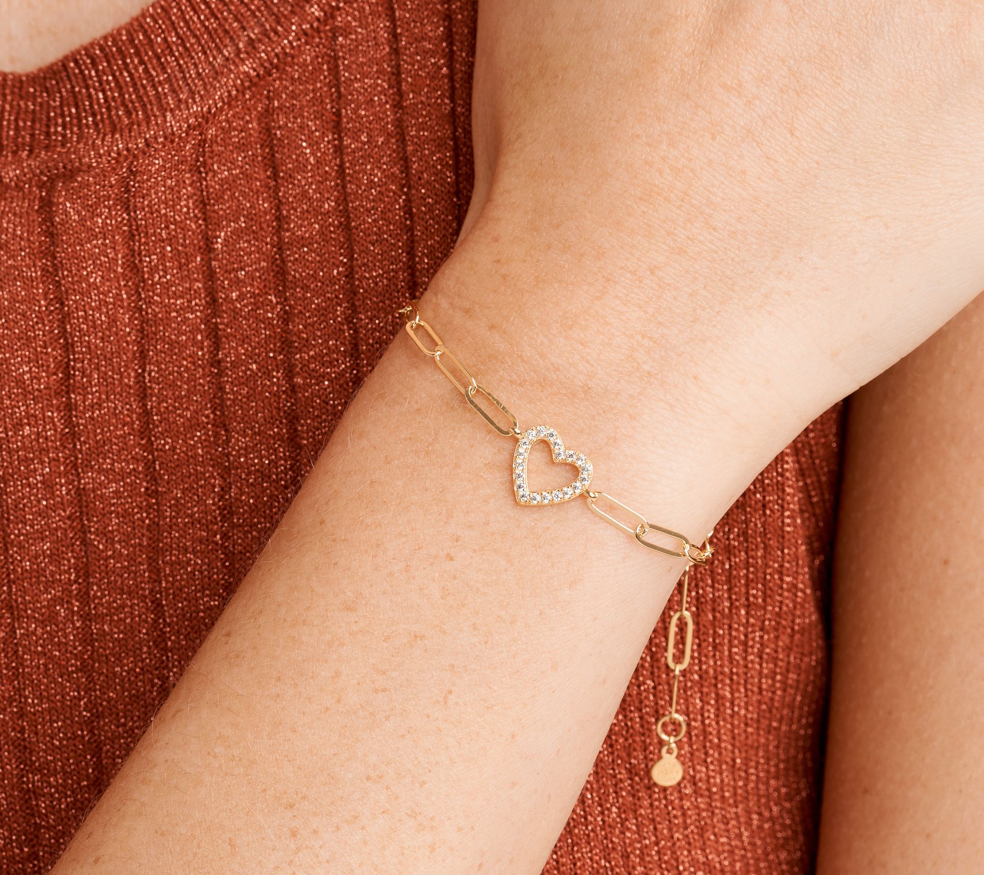 Diamonique Paperclip Link Bracelet, 18K Clad Sterling Silver