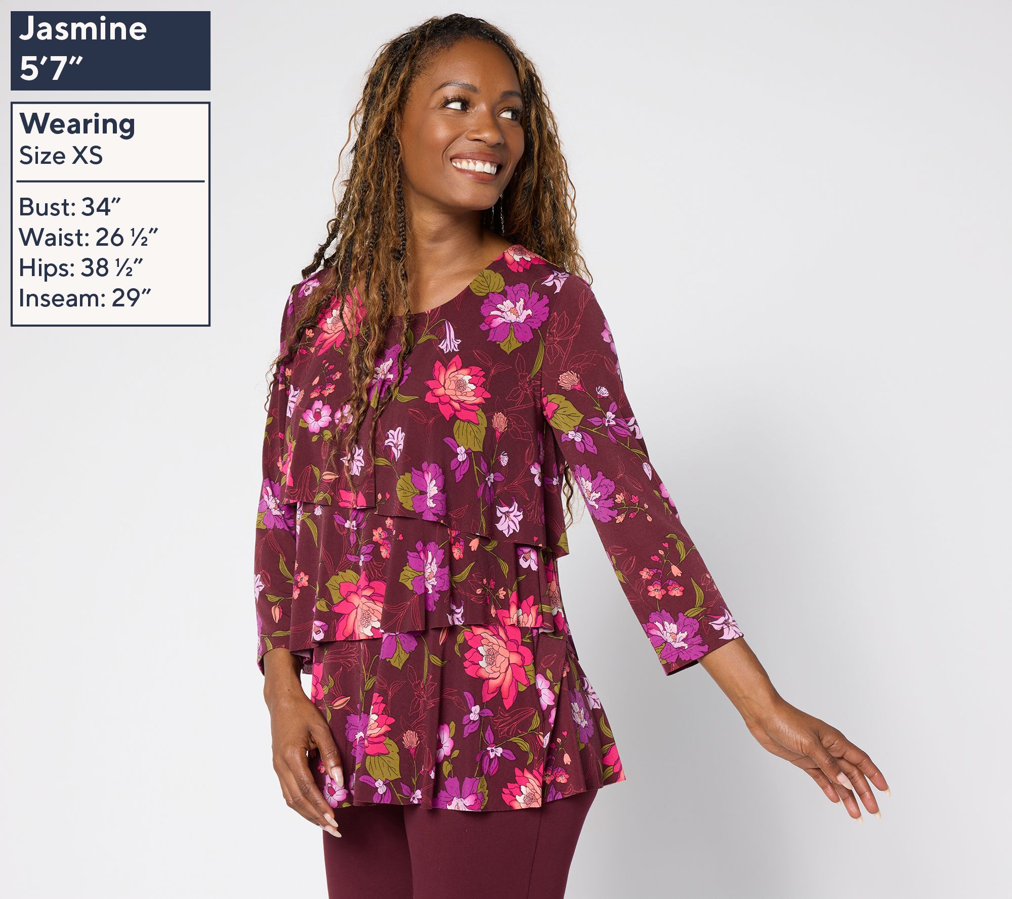 Susan Graver Liquid Knit Scoop Neck Tiered Top