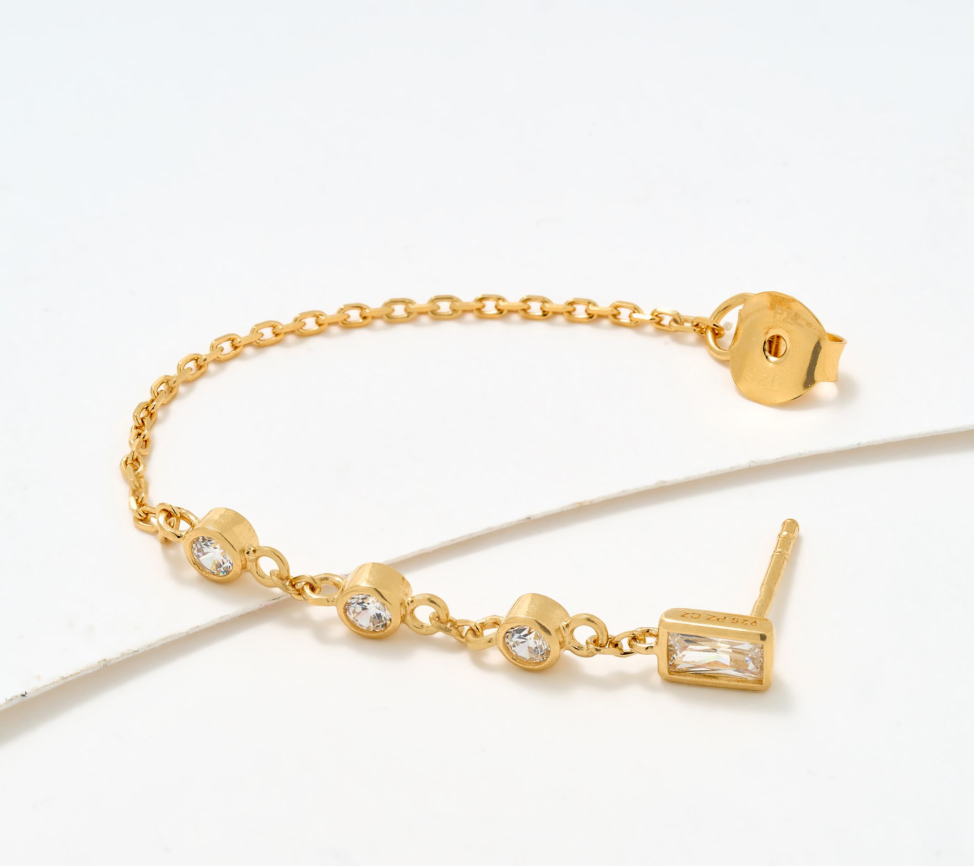 Diamonique Chain & Station Earrings, Sterling Silver