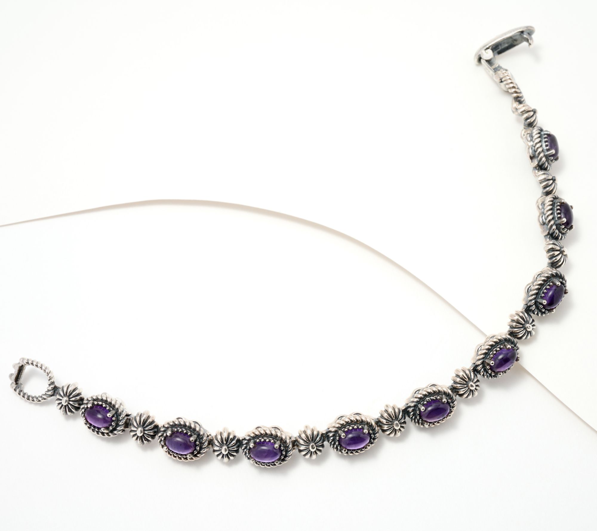 American West Sterling Silver Oval Gemstone Tennis Bracelet