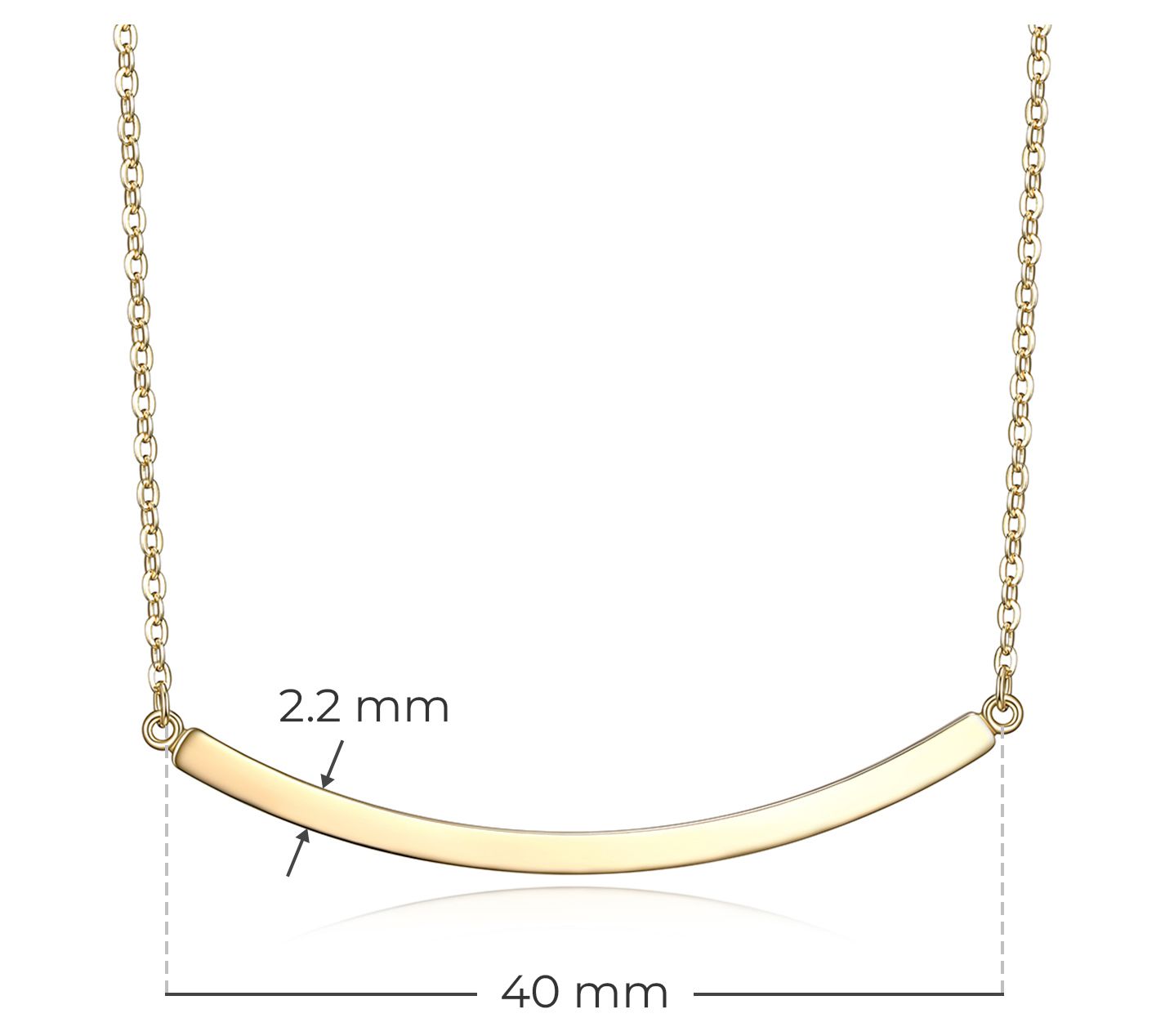 Smile Bar Polished Necklace, Sterling Silver & 18K Gold Clad