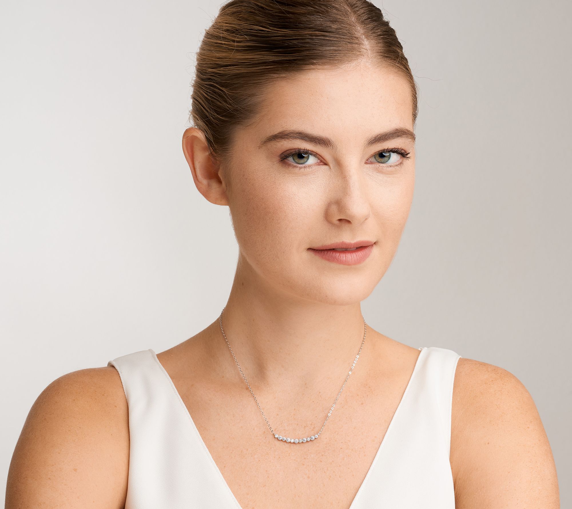 Diamonique Designer Station Necklace, Sterling Silver