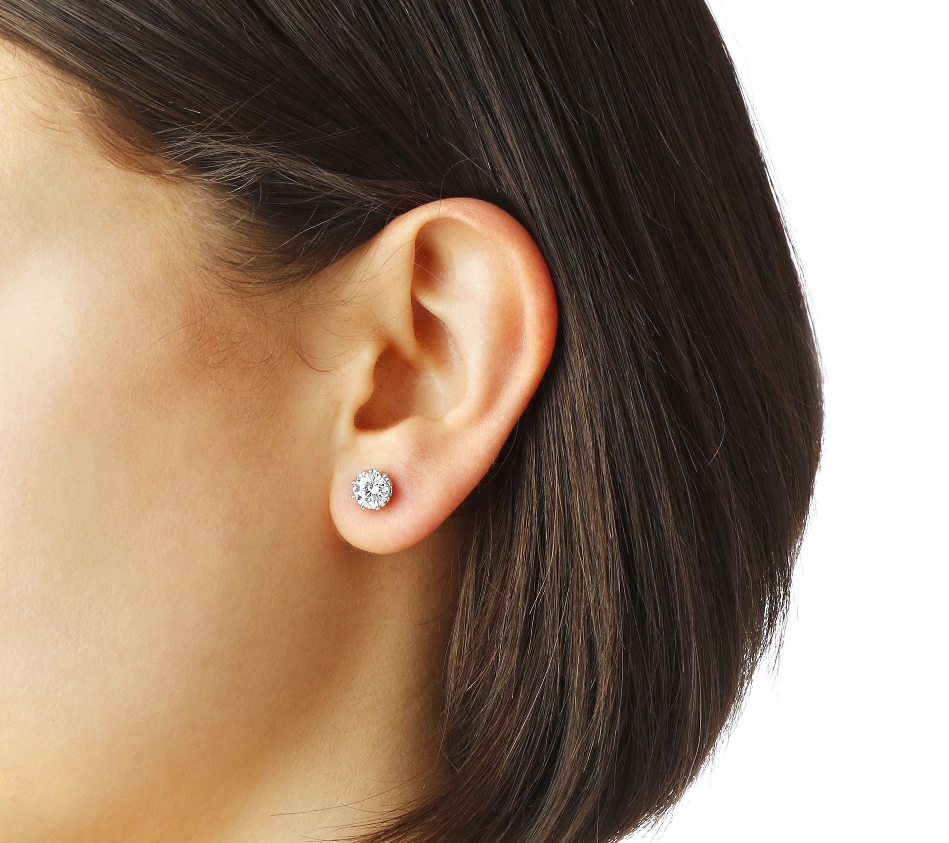 Diamonique 1.85 cttw Solitaire Stud Earrings, S terling Silver