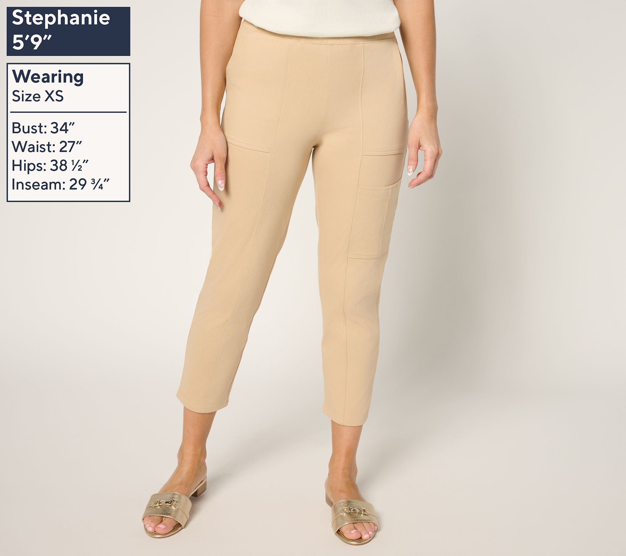 Denim & Co. Regular Comfy Knit Air Tapered Cargo Crop Pant