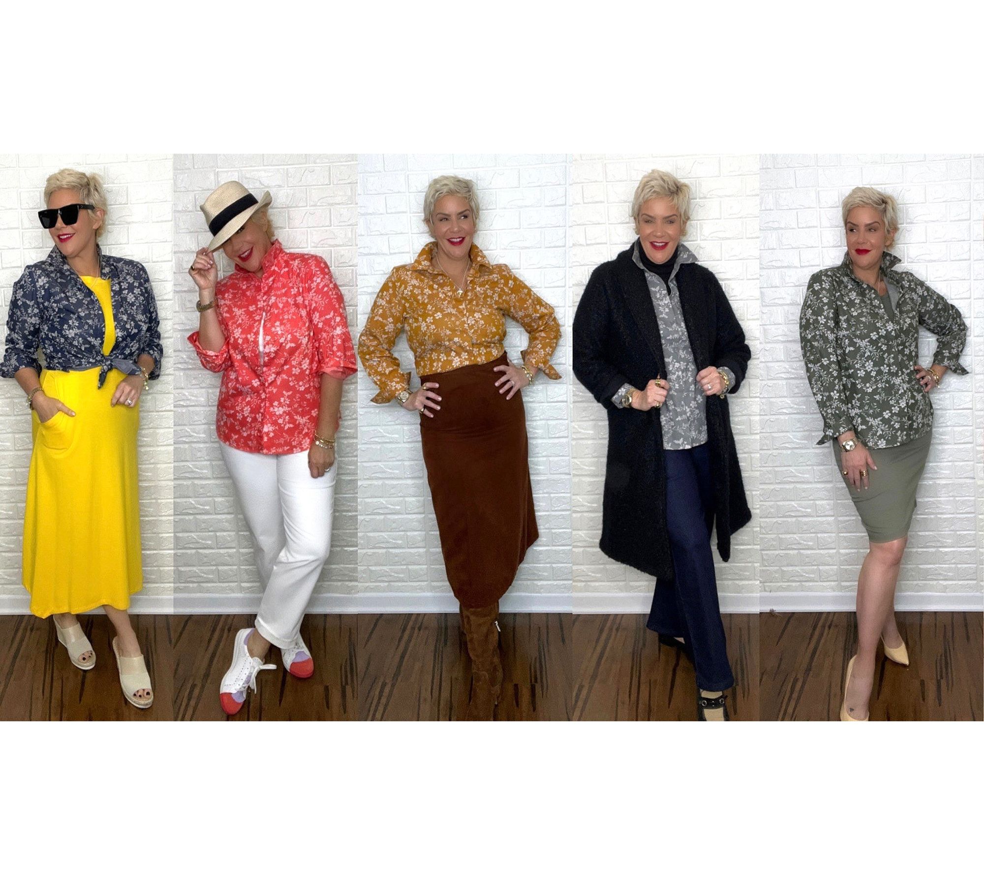 Joan Rivers Cotton Chambray Floral Classic Button Front Shirt