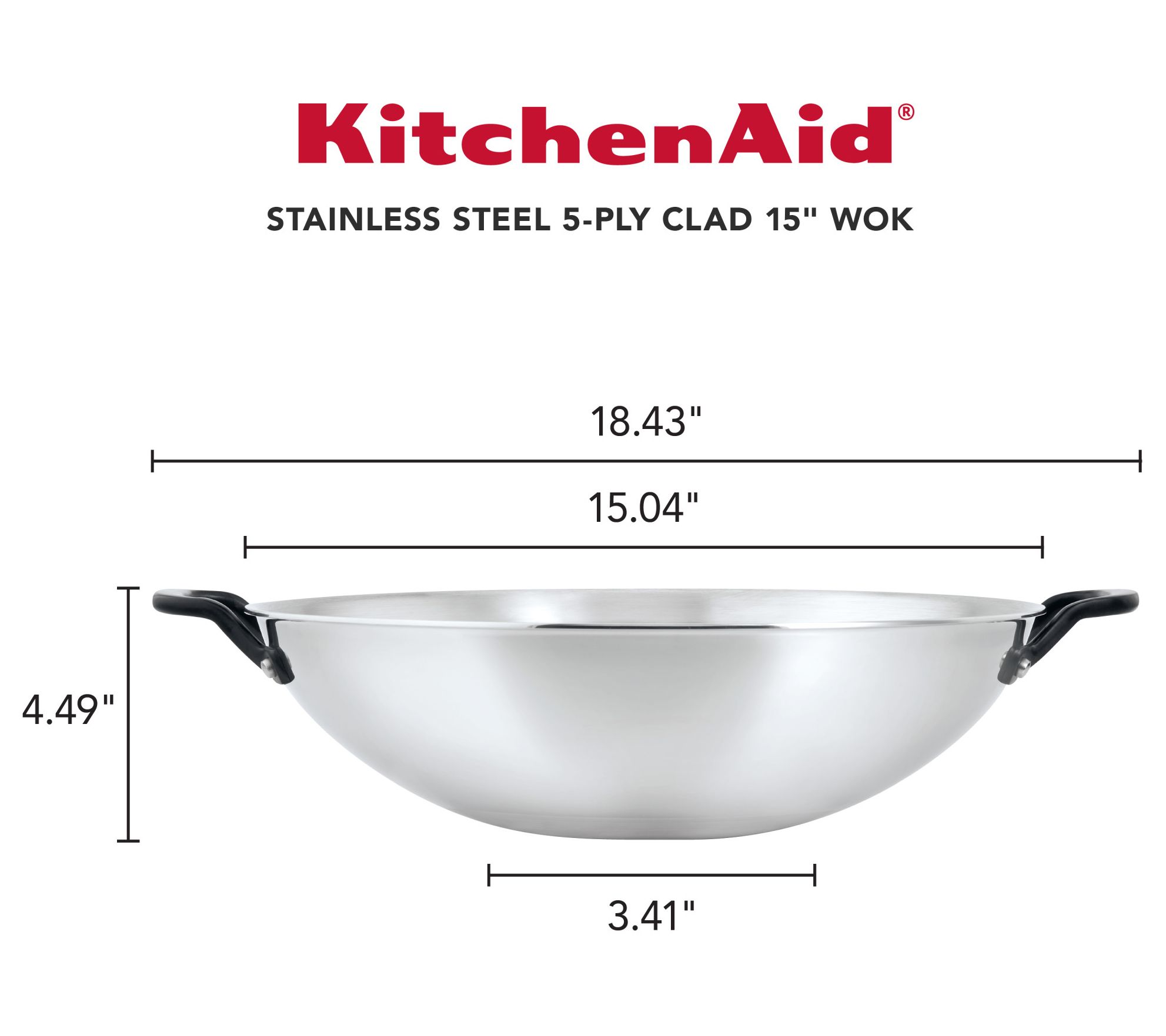 KitchenAid 5-Ply Clad Stainless Steel 15-Inch Wok