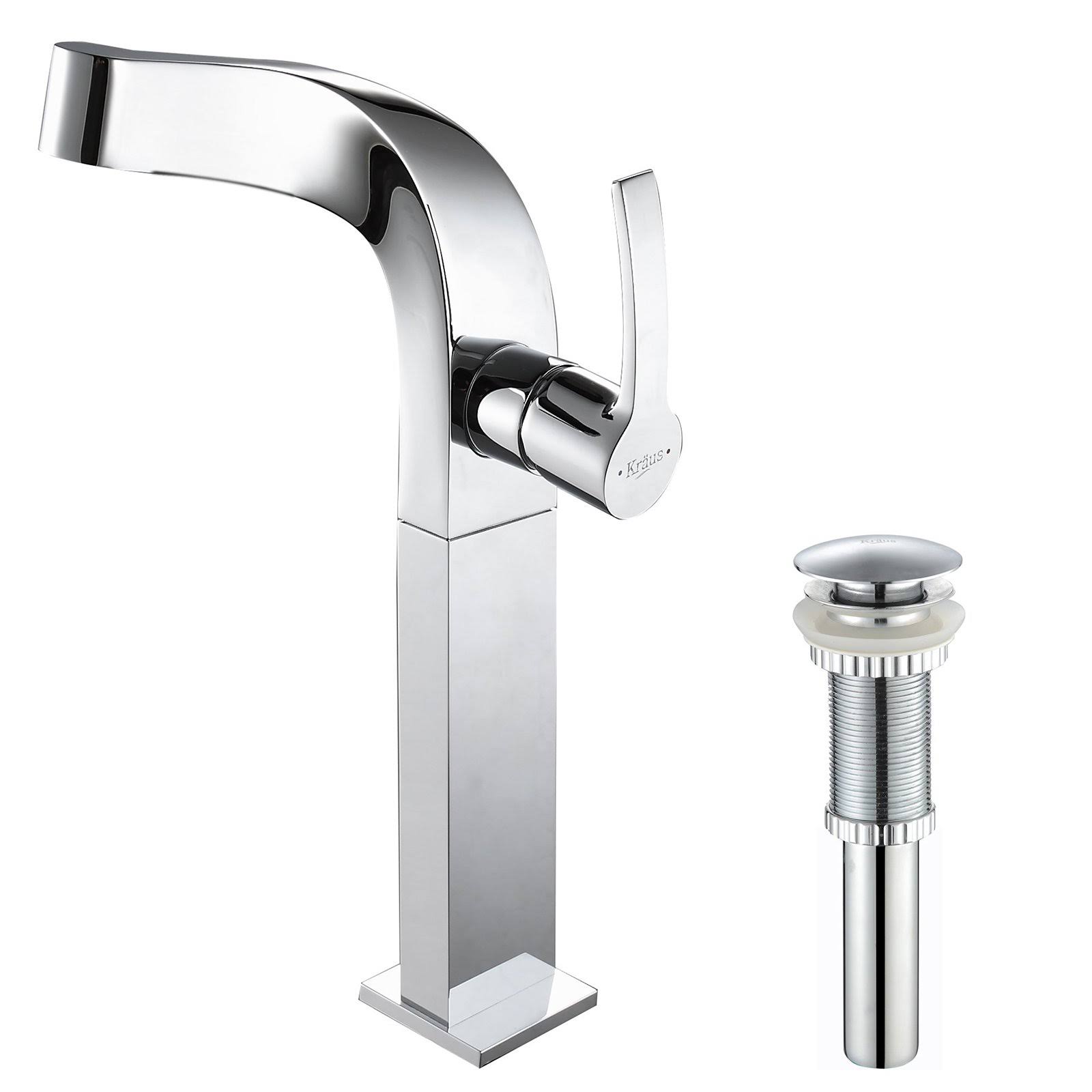 Kraus KEF-15100-PU-10CH Typhon Single Lever Vessel Bathroom Faucet with Pop Up Drain Chrome