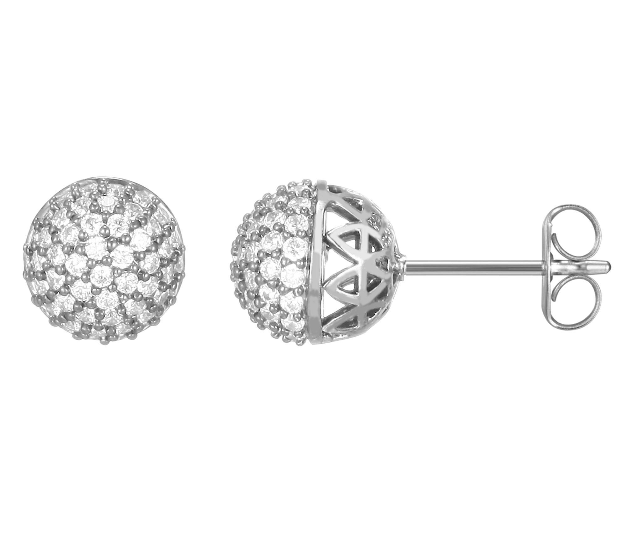 Diamonique 1.65 cttw Ball Stud Earrings, Sterling Silver