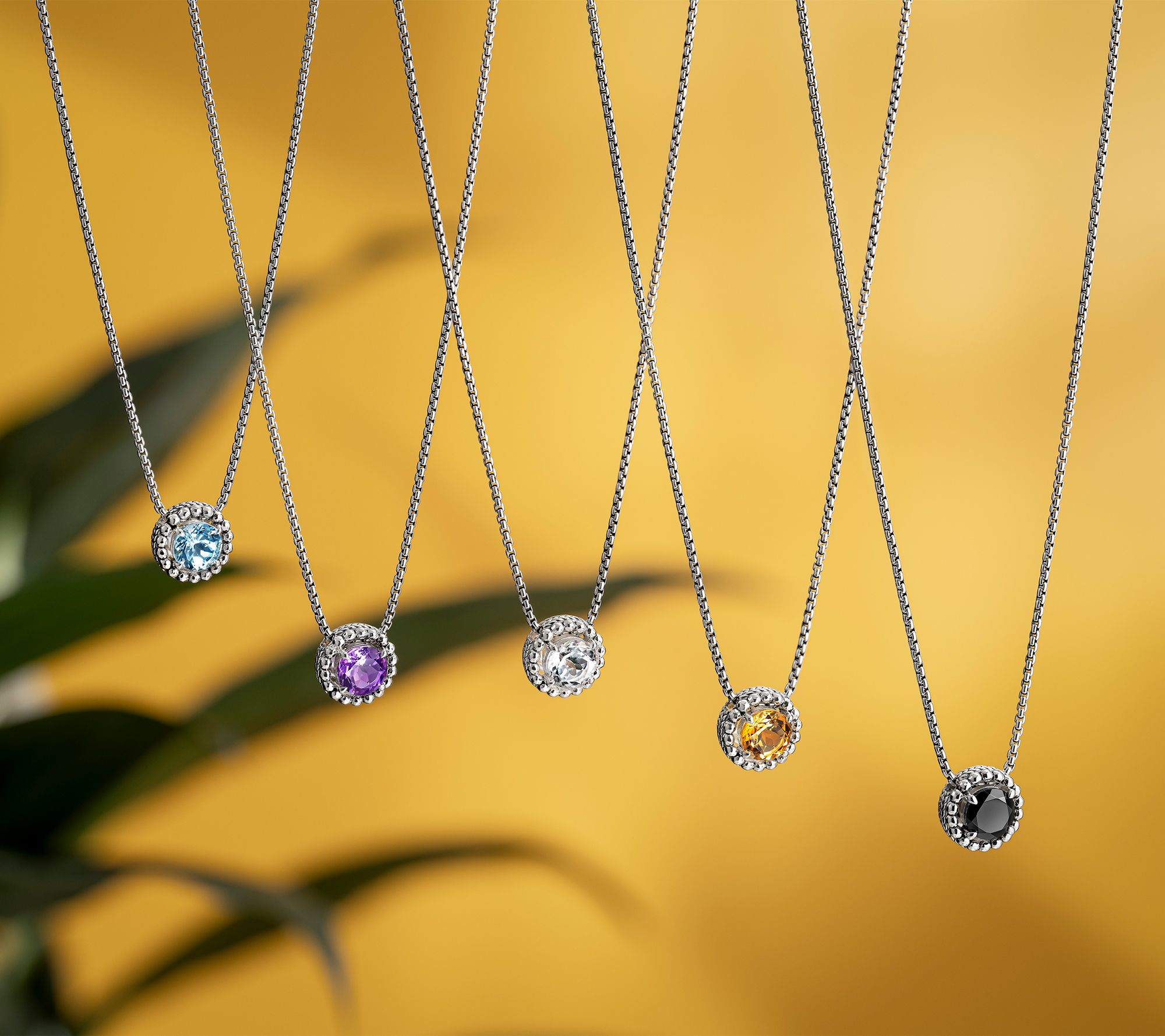 JAI Sterling Silver Baby Box Chain Gemstone 18