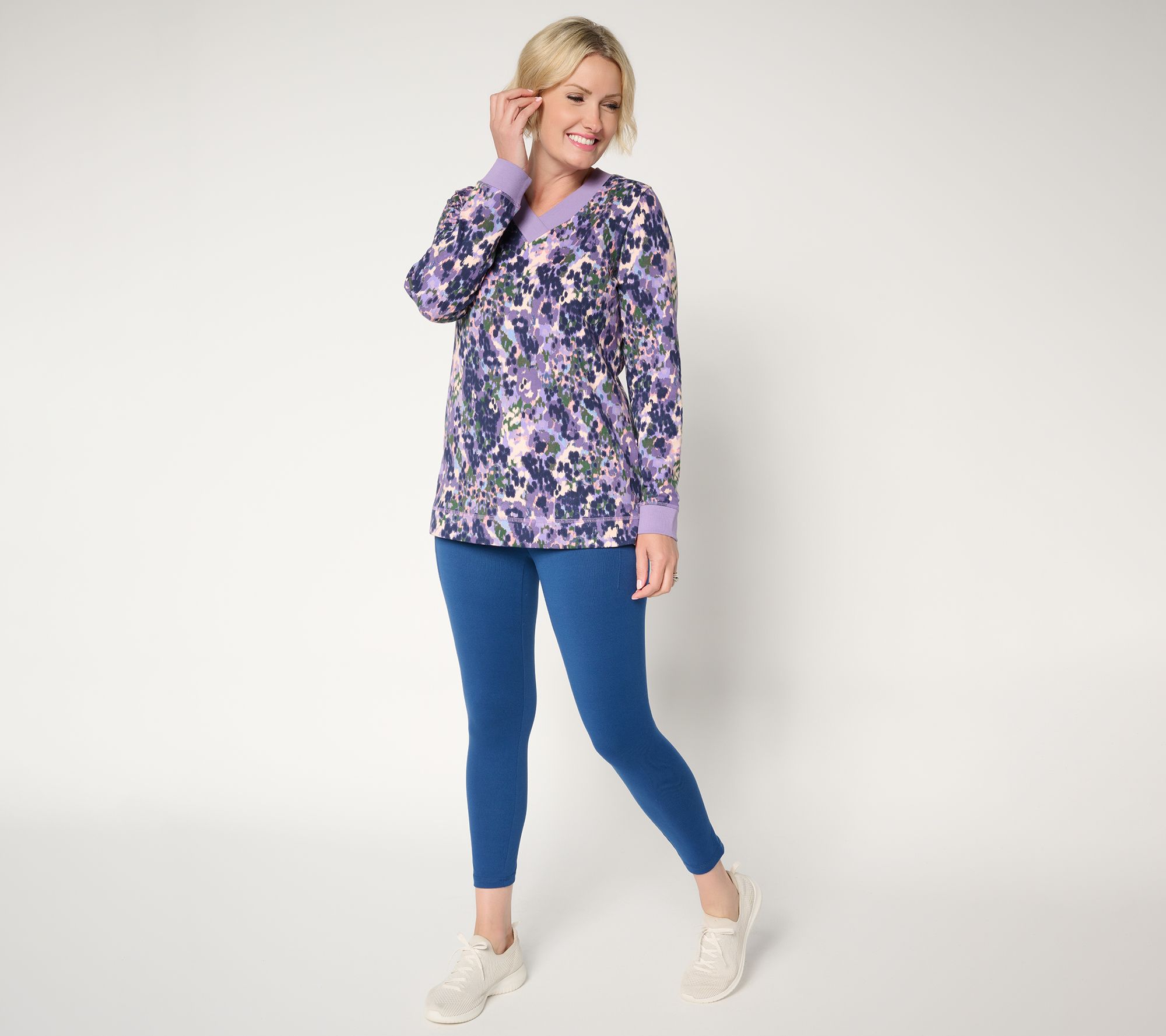 Denim & Co. Active Regular Brushed Back French Terry Printed Tunic