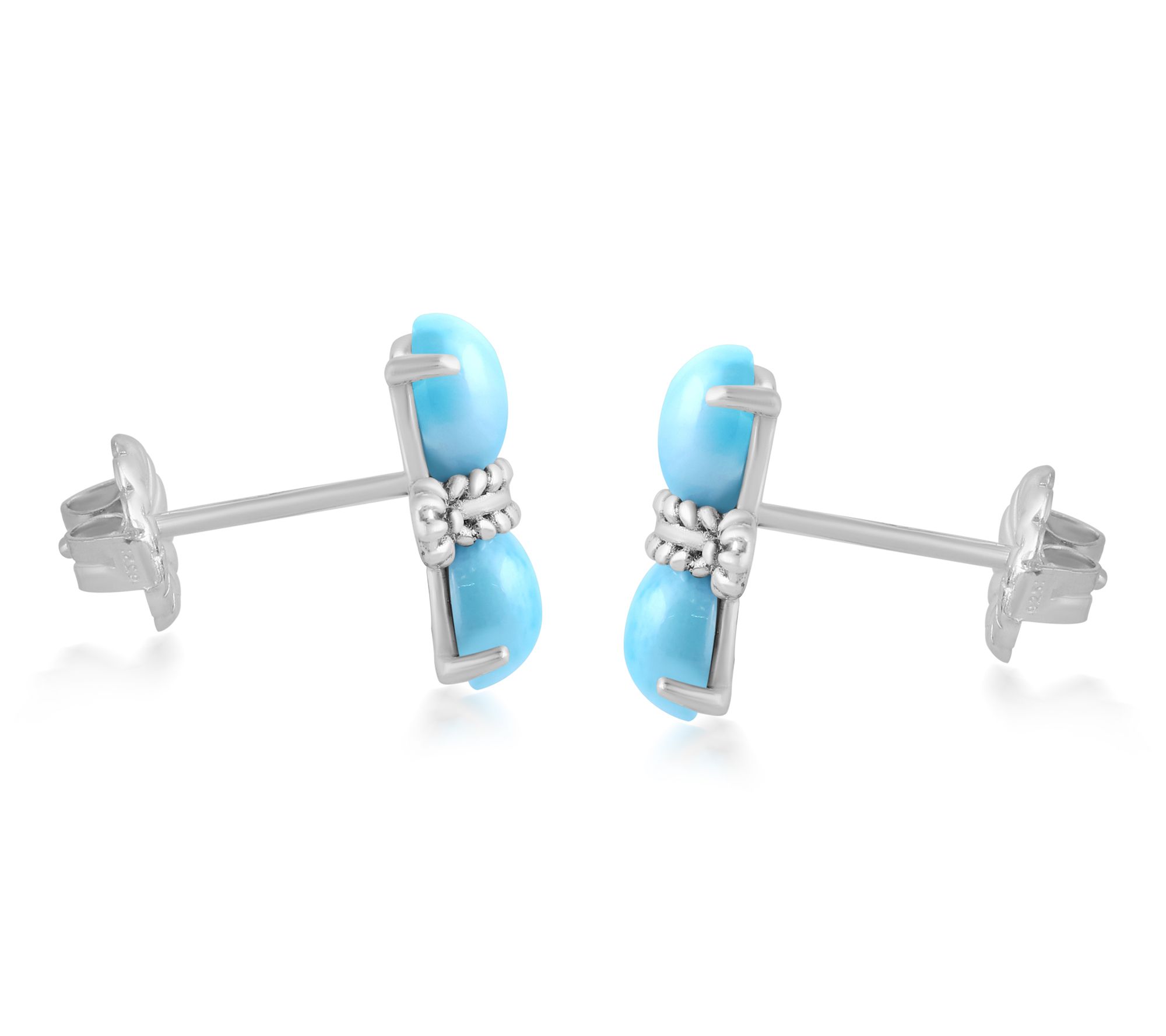 American West Sterling Silver Round Gemstone Concha Earrings