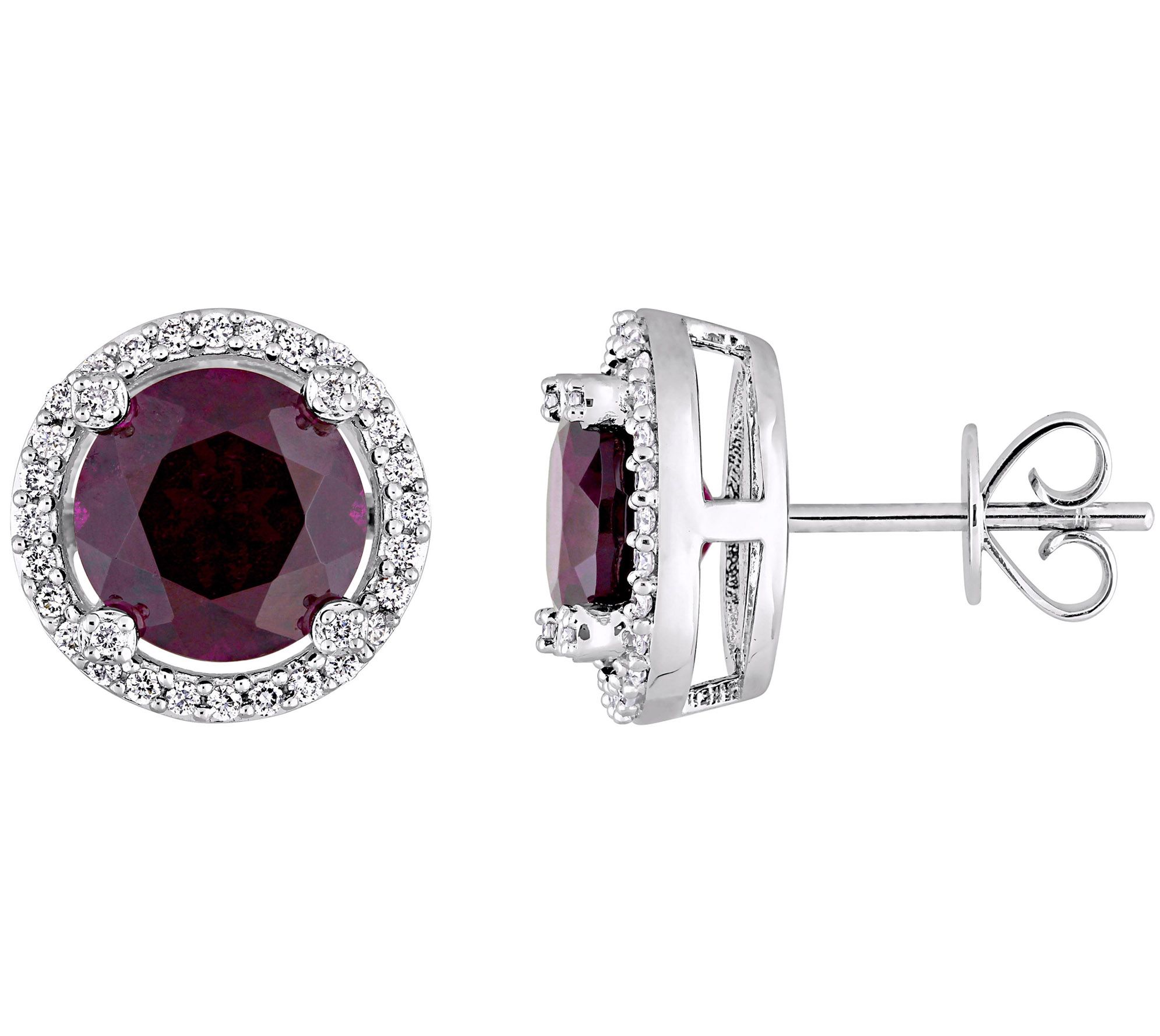 Bellini 14K 4.50 cttw Rhodolite and 0.25 cttw Diamond Earrings