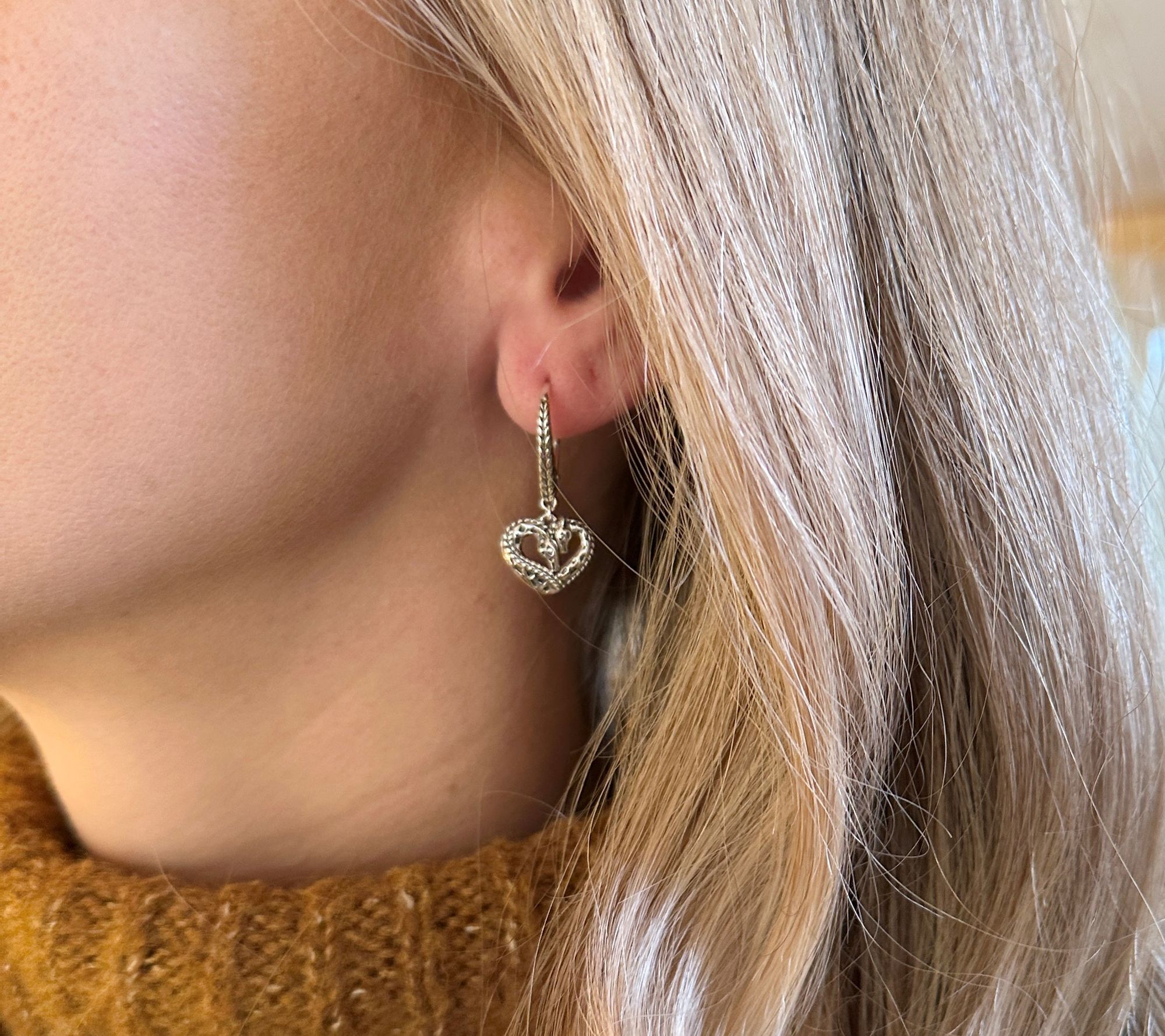 JAI Sterling Silver Symbols of Love Leverback Earrings