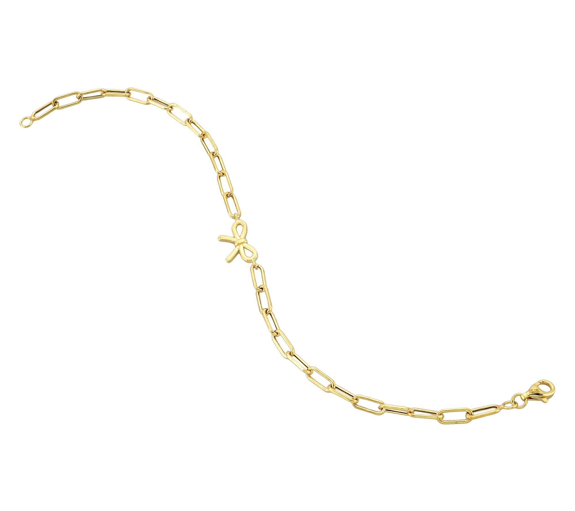 Adorna 14K Gold Paperclip Link Bow Tie Design Bracelet