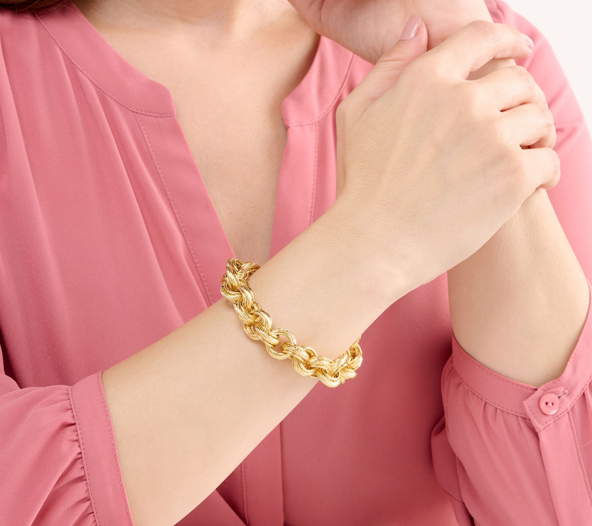 David Markstein Bronze Polished & Ribbed Textured Rolo Bracelet