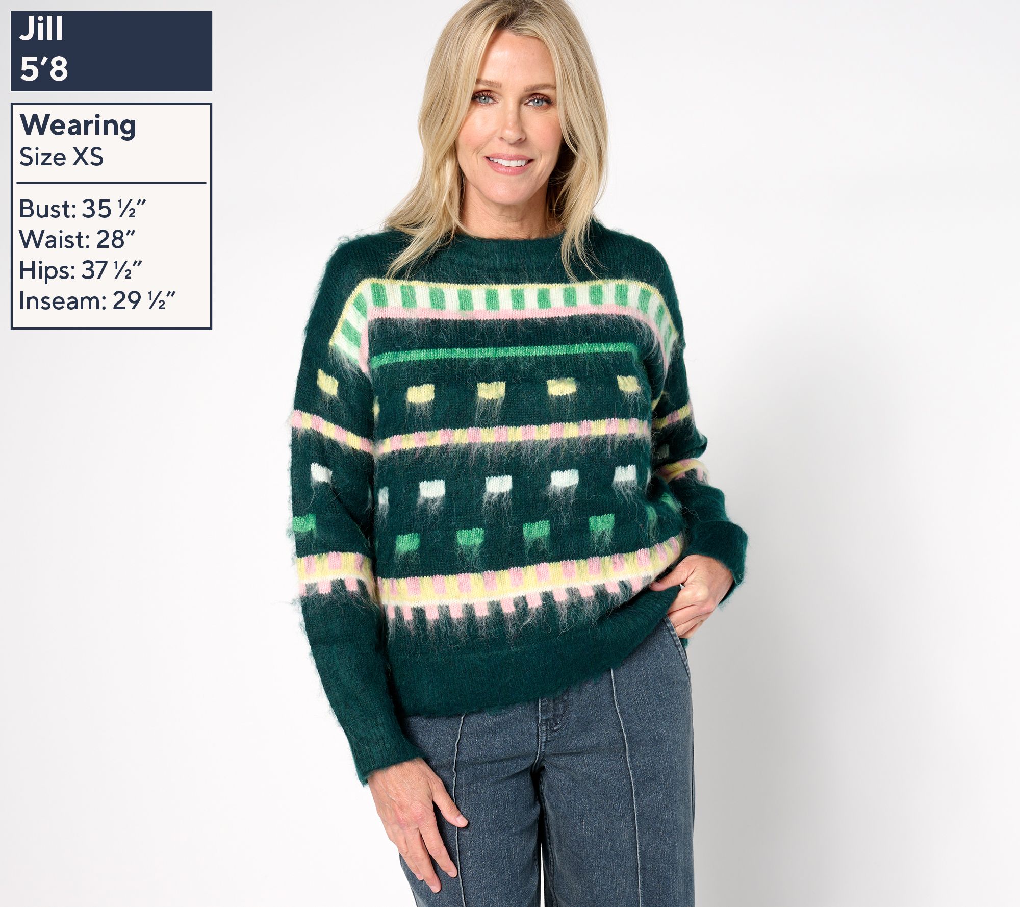 by Stacy London Patterned Crew Neck Cozy Sweater