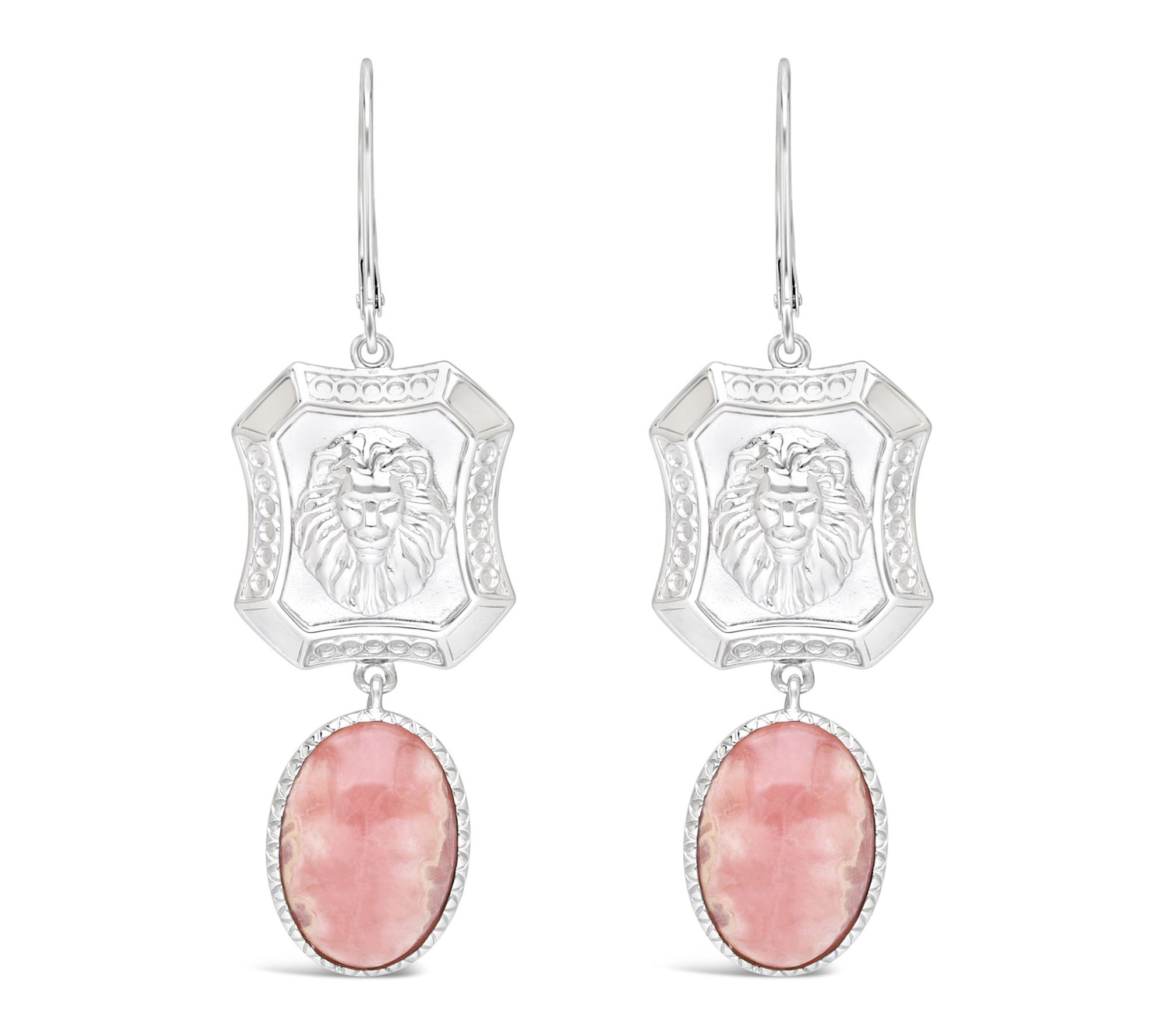 Goddaughters Sterling Silver Rhodocrosite LionEarrings