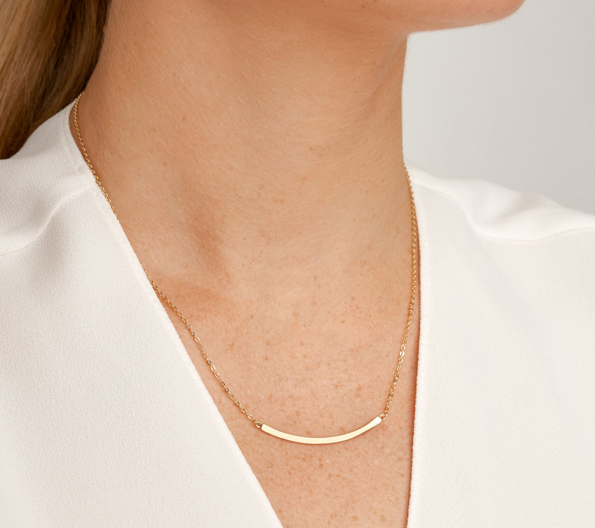 Smile Bar Polished Necklace, Sterling Silver & 18K Gold Clad