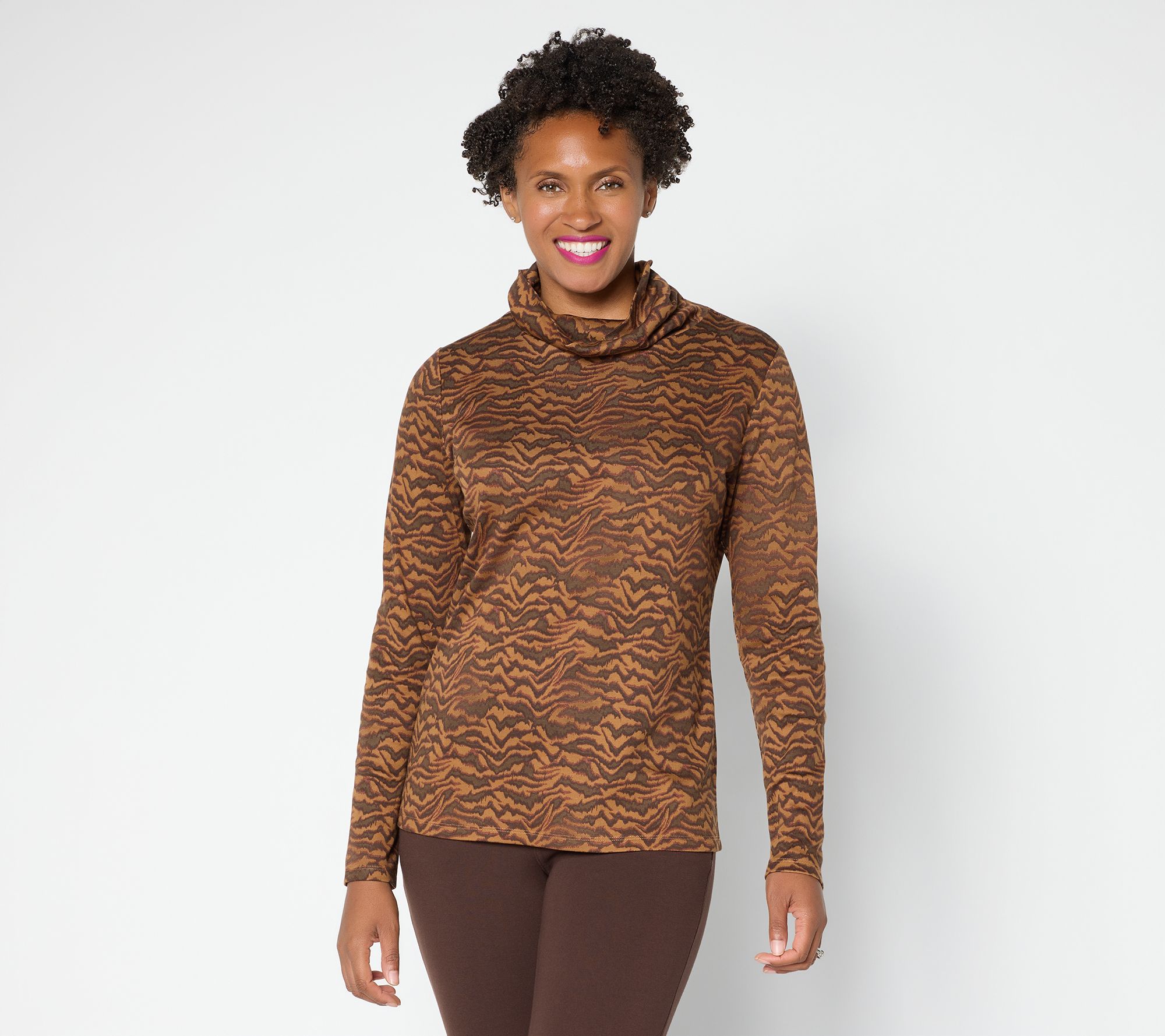 Martha Stewart Signature Printed Knit Turtleneck Top