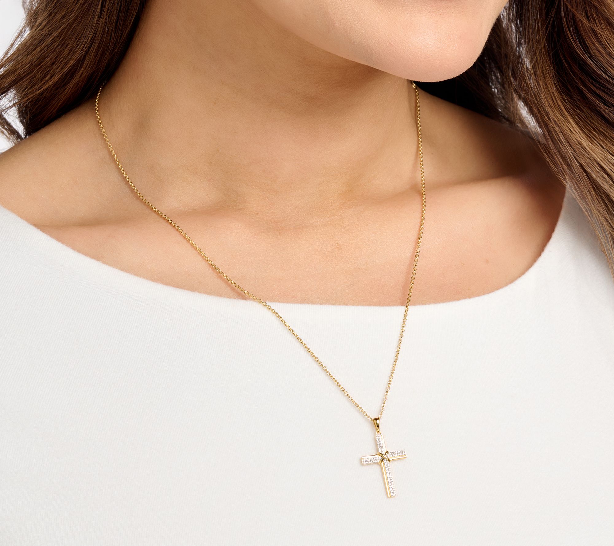 Affinity Diamonds Double Row 0.15 cttw Cross 20