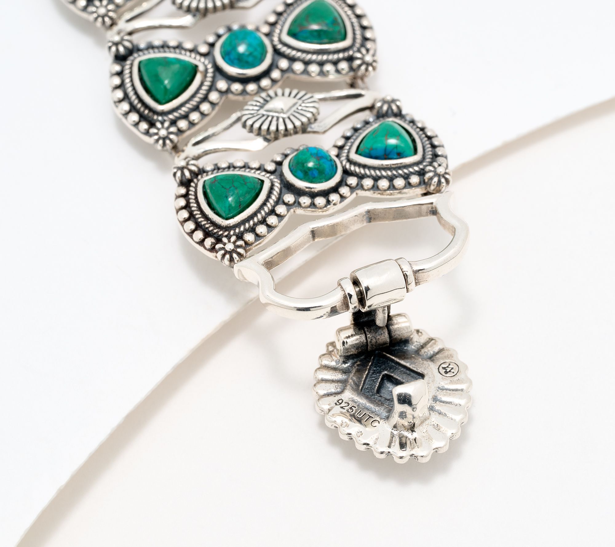 American West Sterling Silver Gemstone Concha Link Bracelet