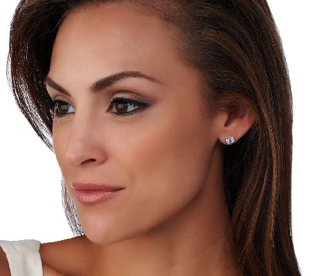 Diamonique 100-Facet 2.00 cttw Stud Earrings, Platinum Clad