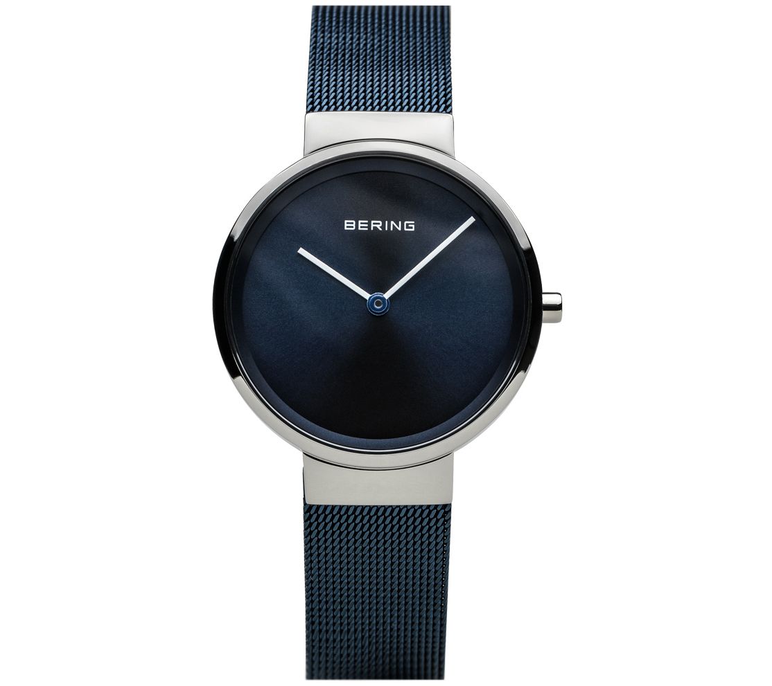 Bering Women's Classic Stainless & Blue Mesh Bracelet Watch