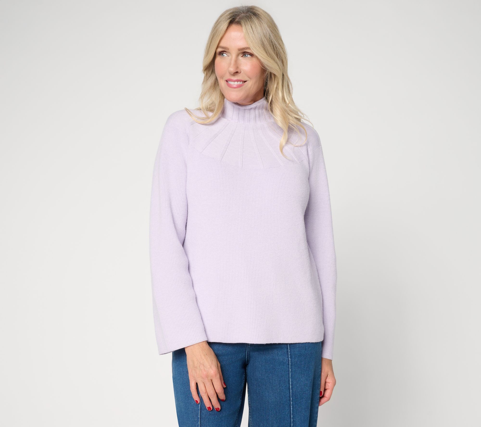 Me by Jennie Garth Mock Neck Raglan Sleeve Sweater