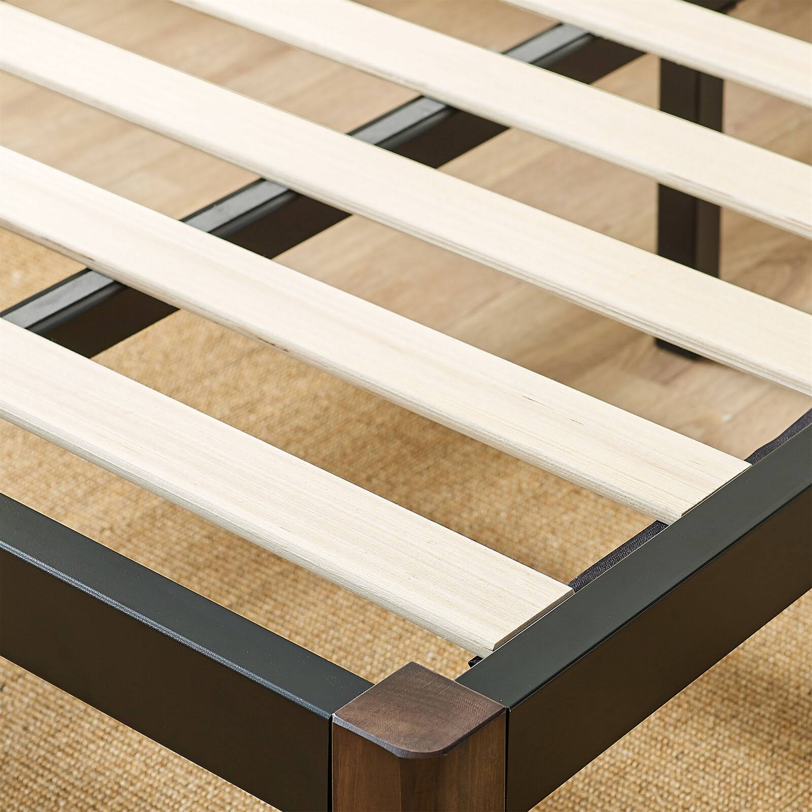 Mainstays Metal Bed Frame with Wood Legs, Black, Multiple Sizes - King - Black