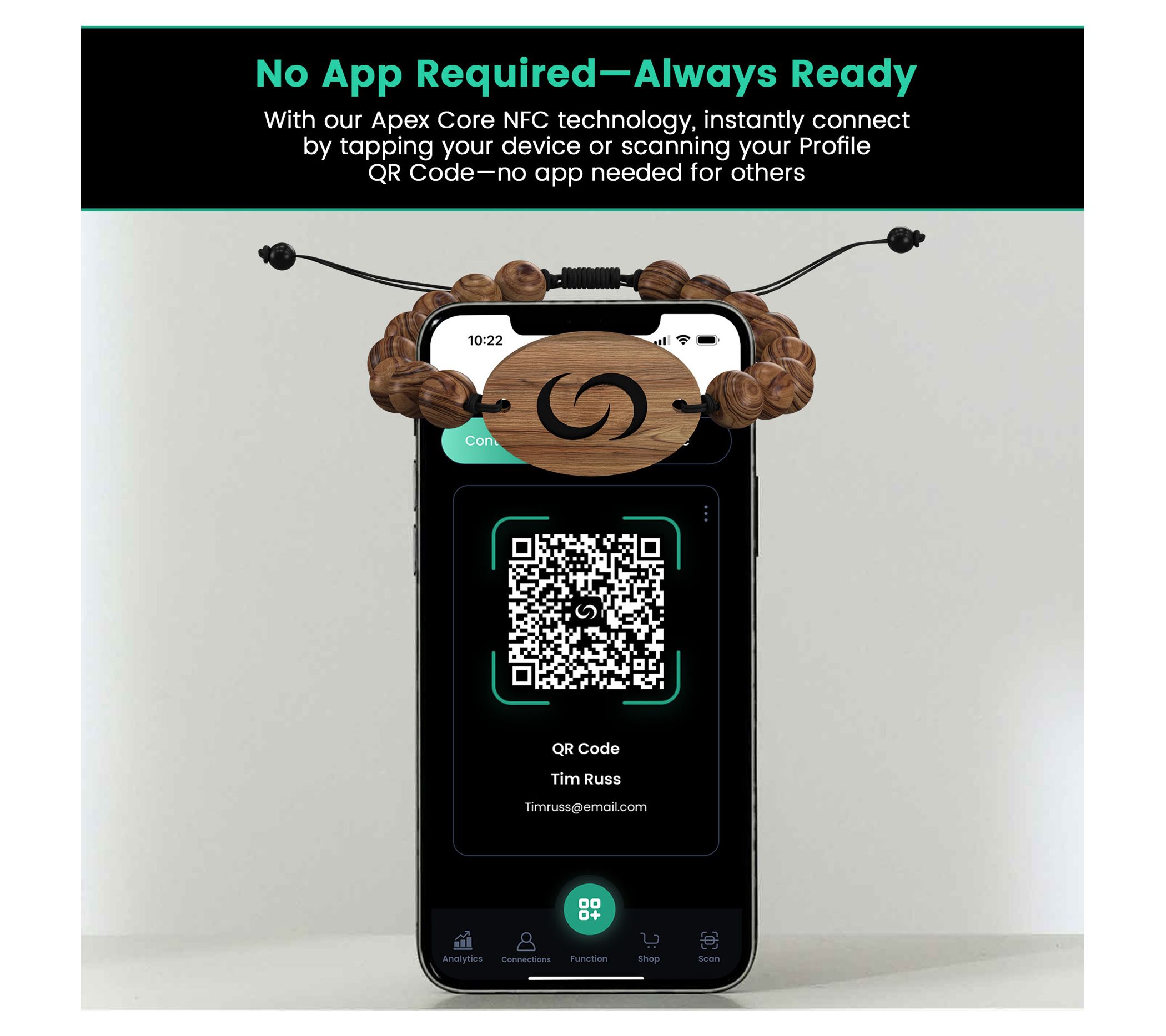 Contact Co. Smart Tap-to-Share Wooden WearableBracelet