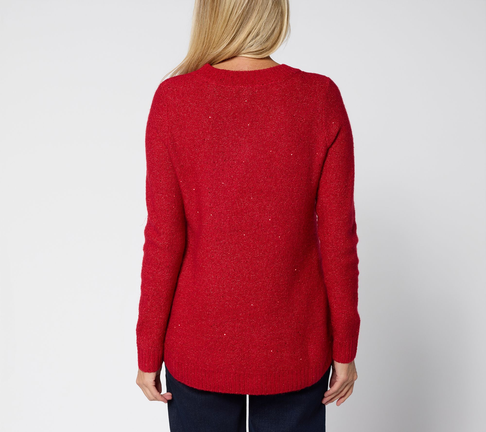 Denim & Co. V-Neck Long Sleeve Sparkle Sweater