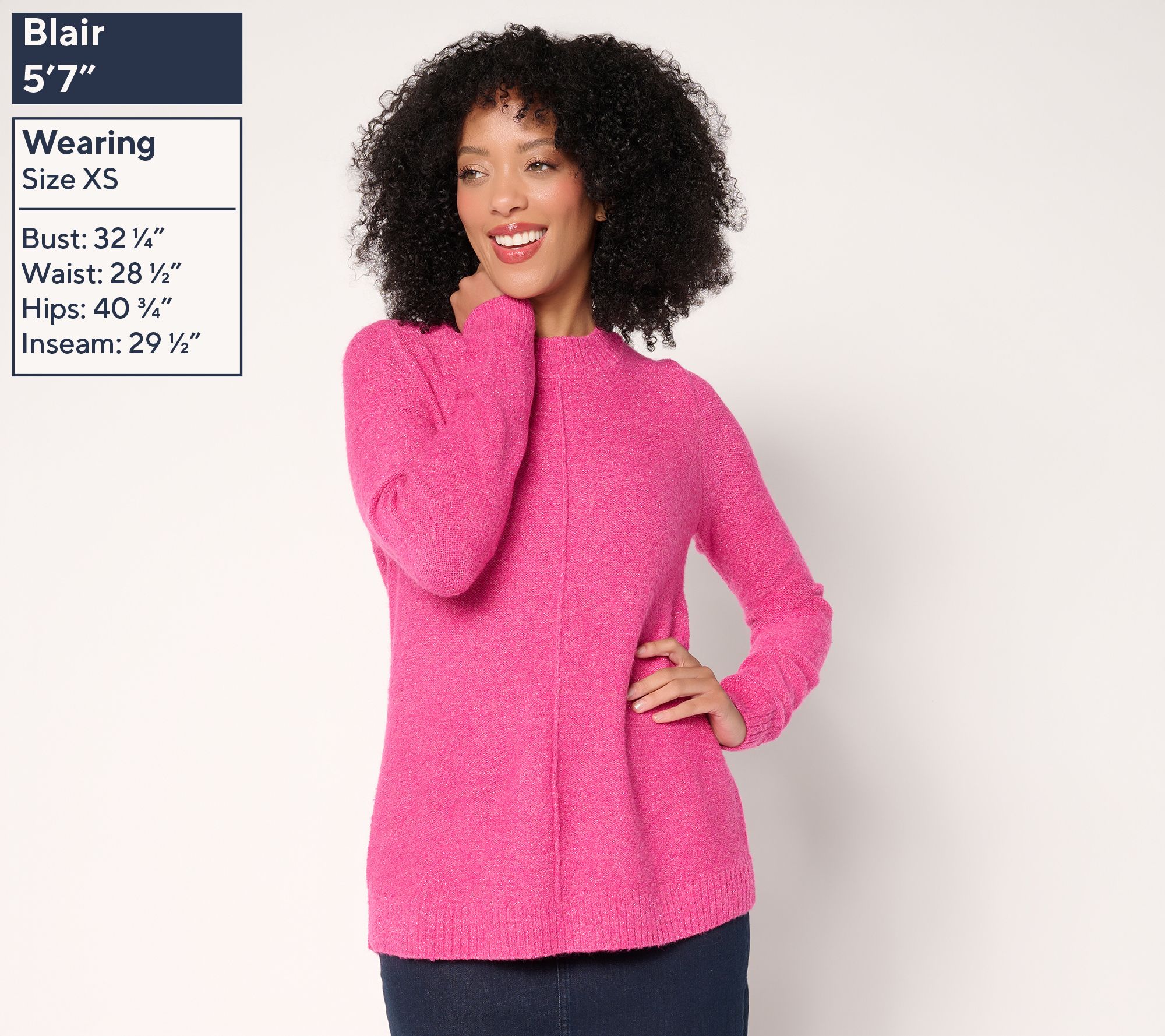 Denim & Co. Crew Neck Long Sleeve Sparkle Sweater