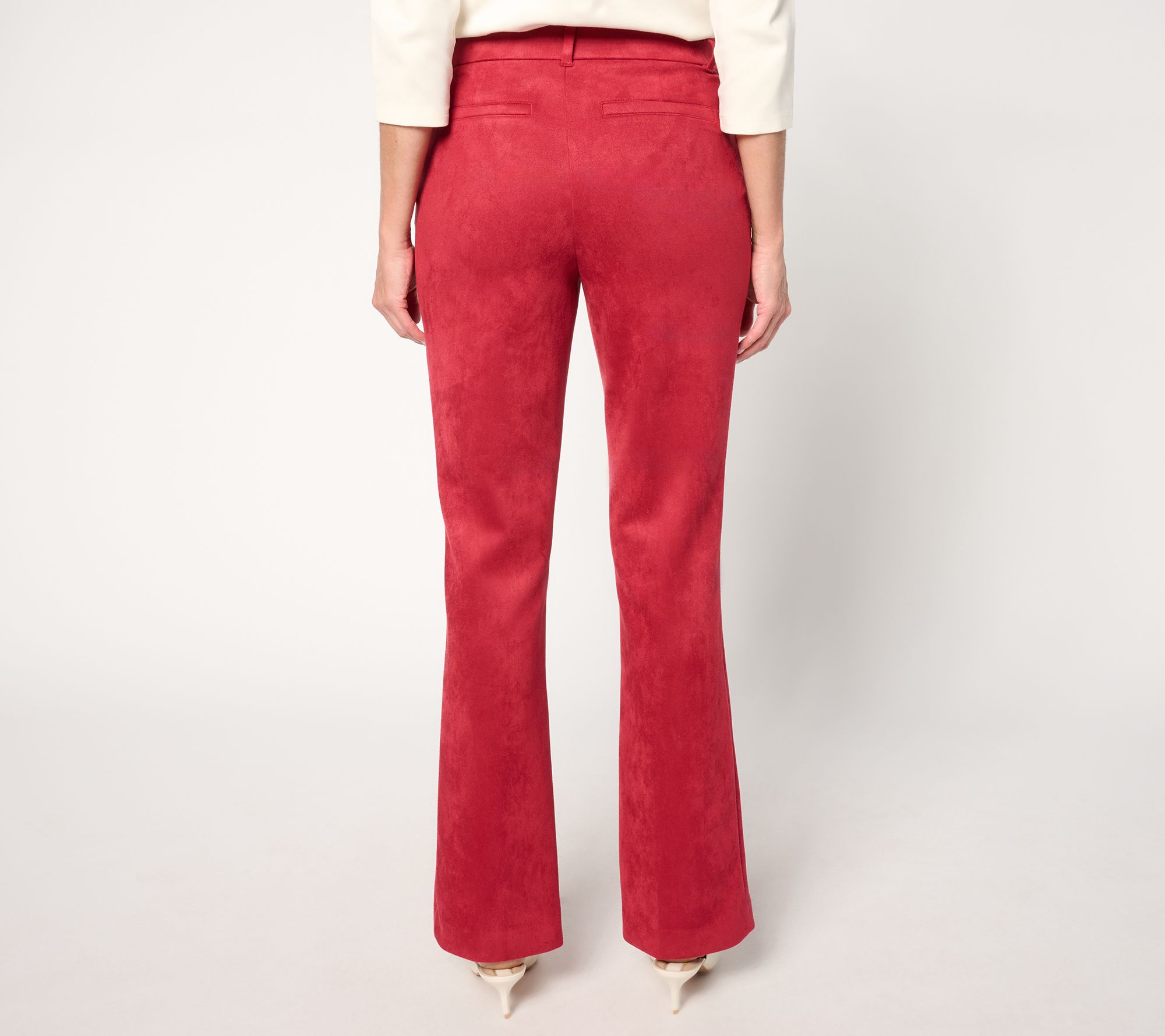 Isaac Mizrahi Live! Petite Estate Stretch Faux Suede Bootcut Pants