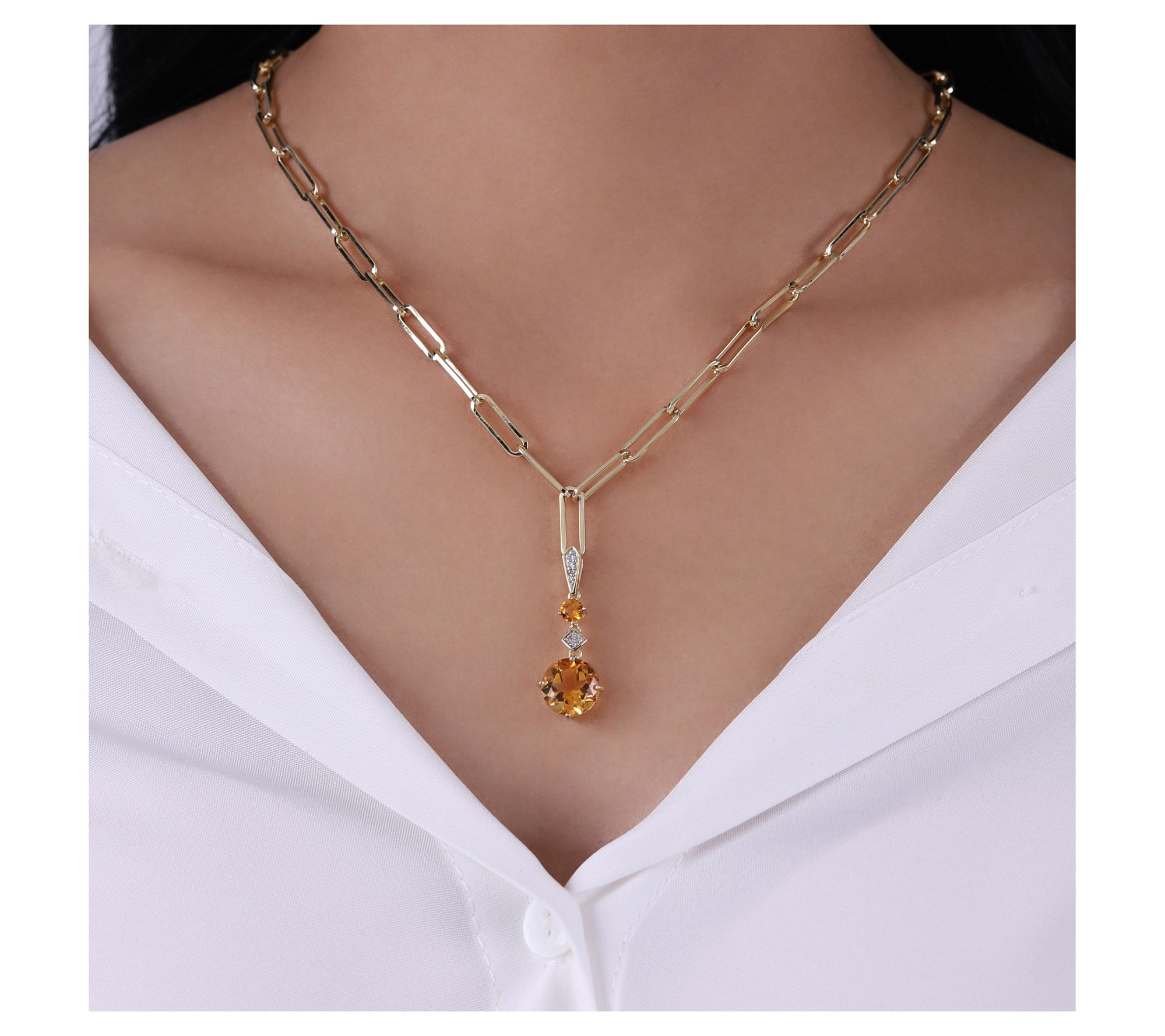 Ariva Silver 18K Clad Citrine Hyannis Necklace