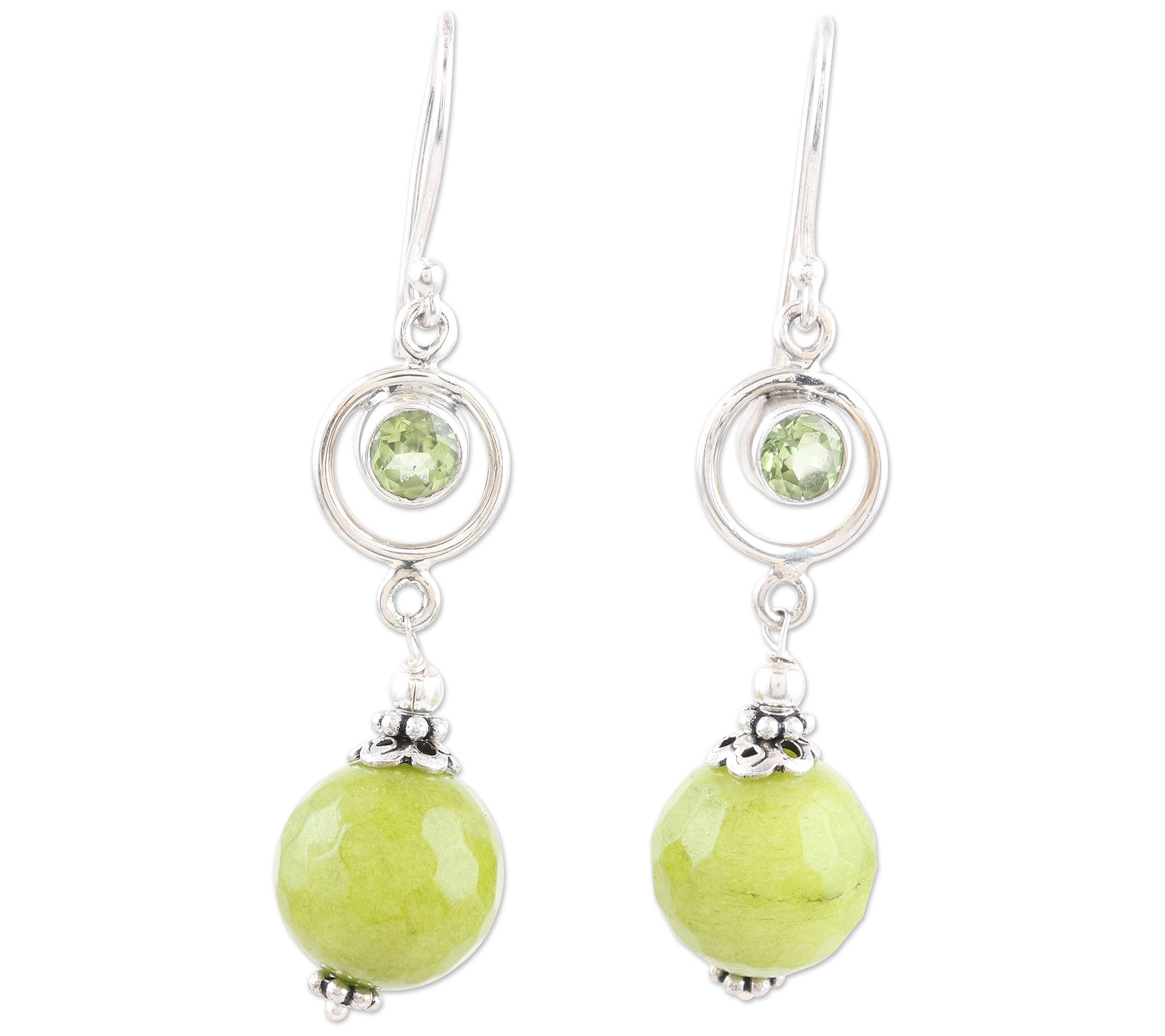 Novica Sterling Agate and Peridot Earrings