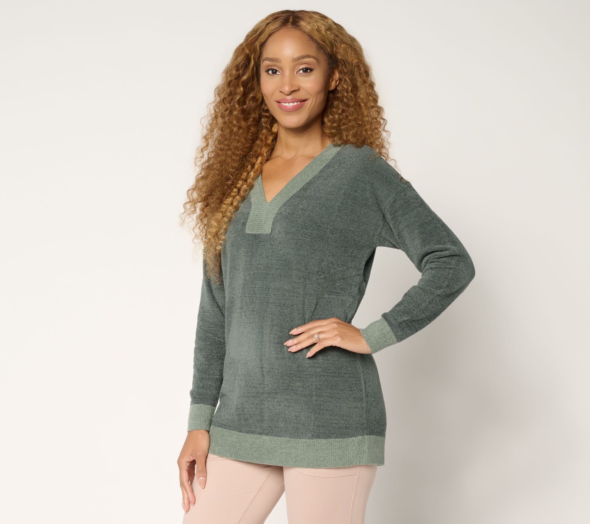 Barefoot Dreams Reg. CozyChic Ultra Lite Color Block V-Neck Tunic