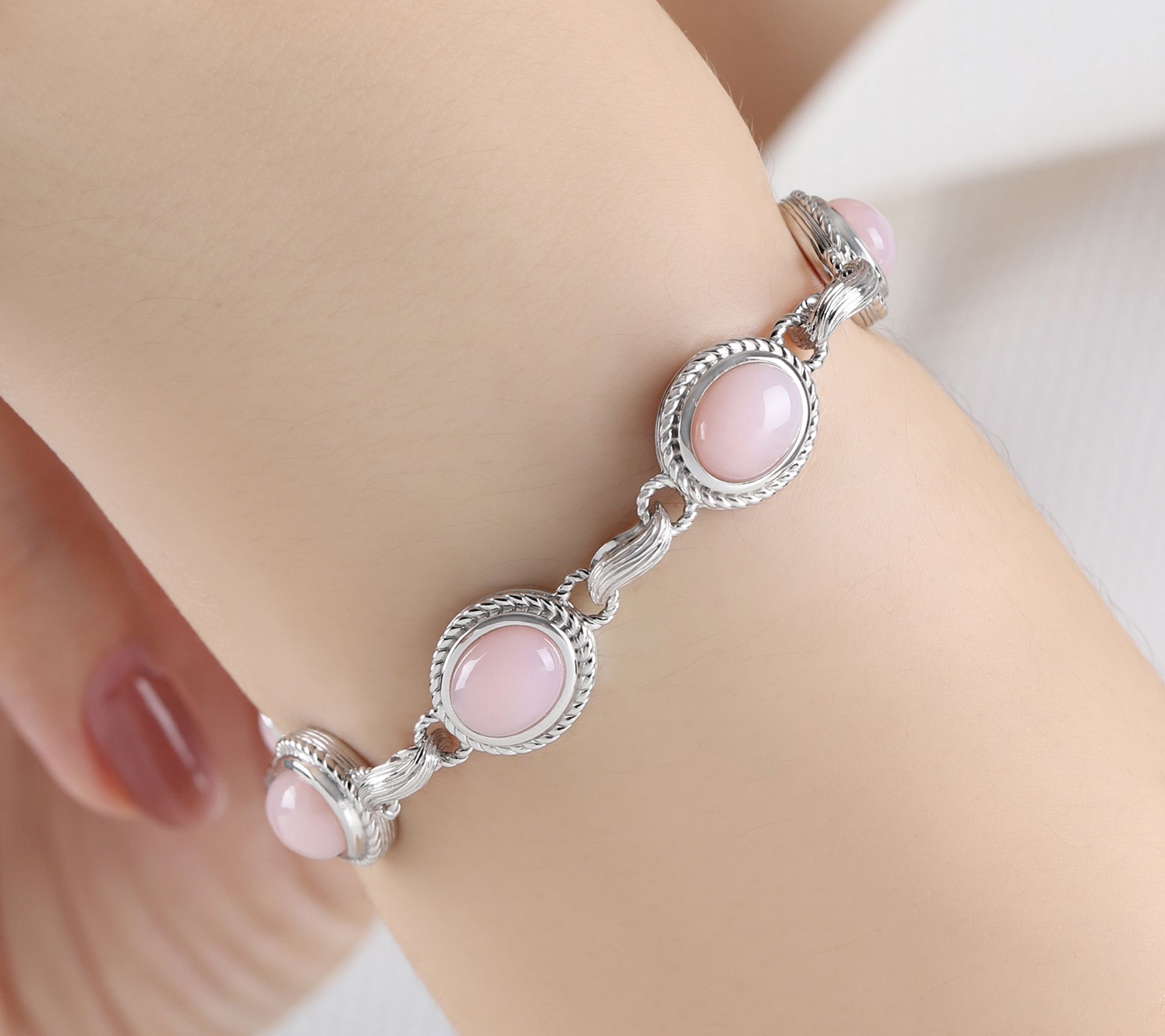 Ariva Sterling Silver Pink Opal Arden Bracelet