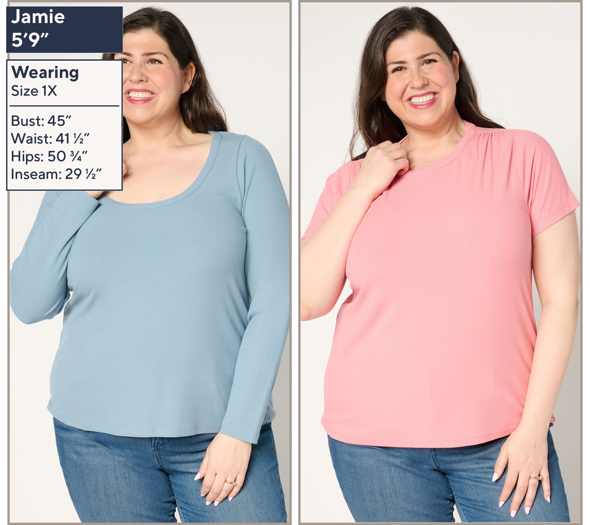 Me by Jennie Garth Tucson 2 Pack Short & Long Sleeve Tees