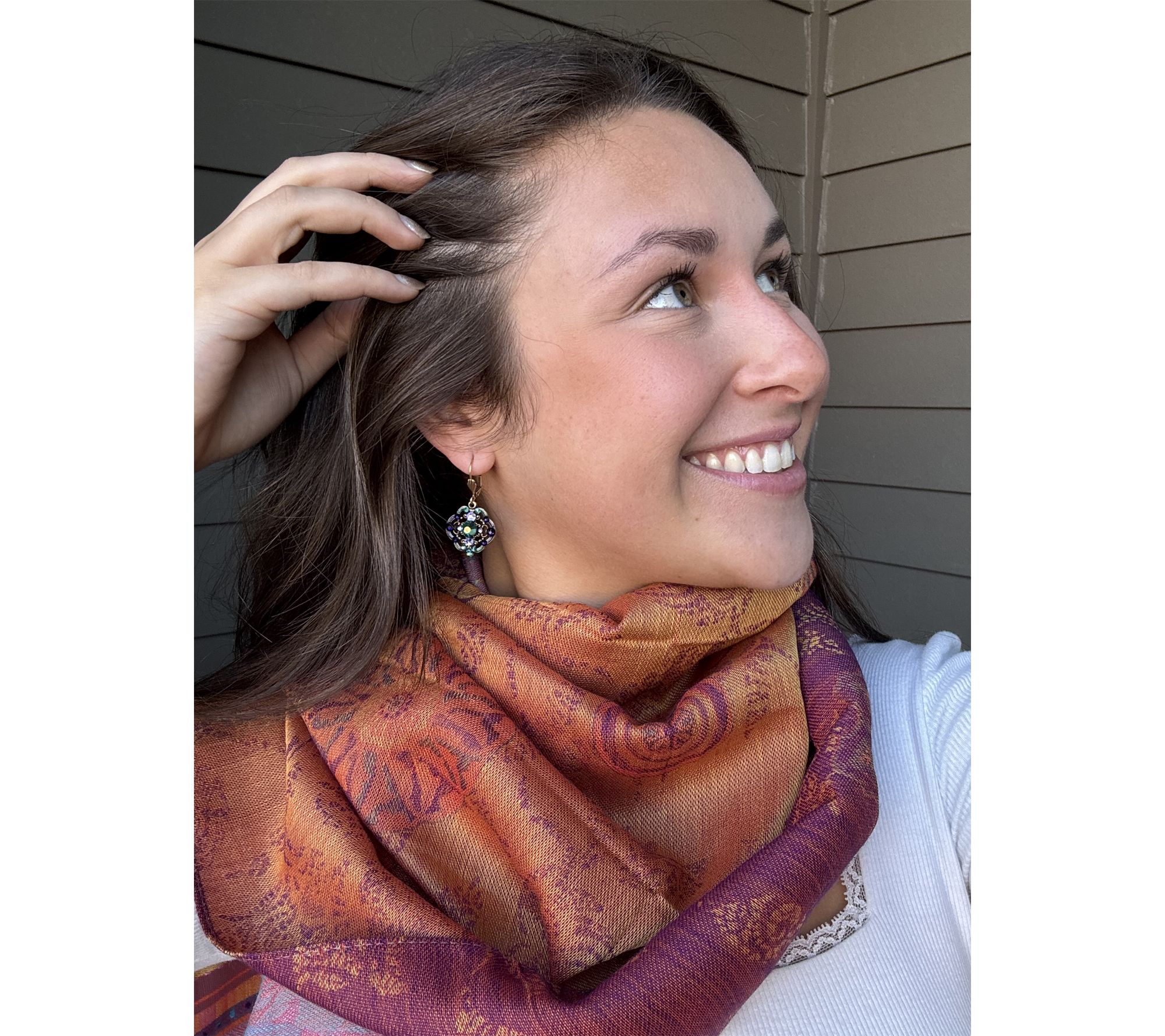 Anne Koplik Iridescent Emerald & Purple CrystalDrop Earrings