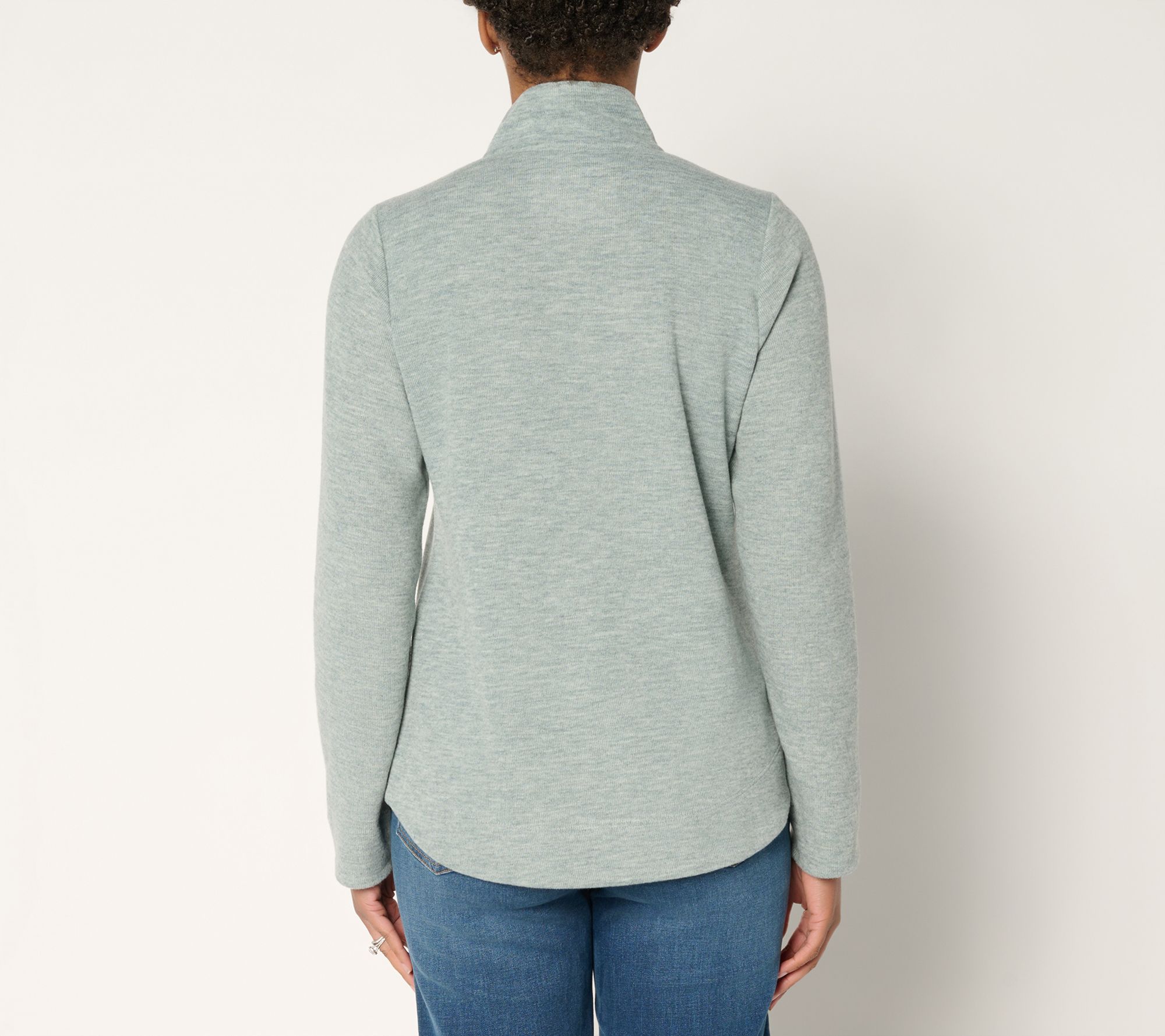 Denim & Co. Flat Back Rib Snap Henley Top with Contrast Print
