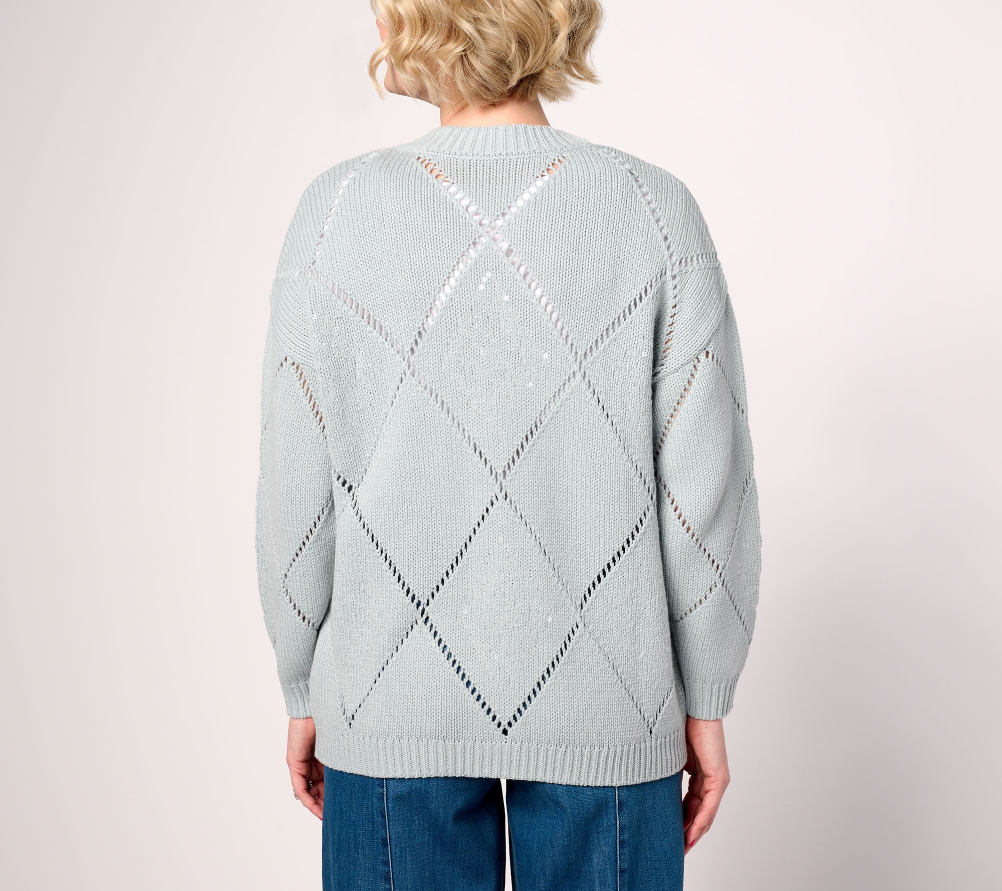 Martha Stewart Signature Diamond Stitch Button-Front Cardigan