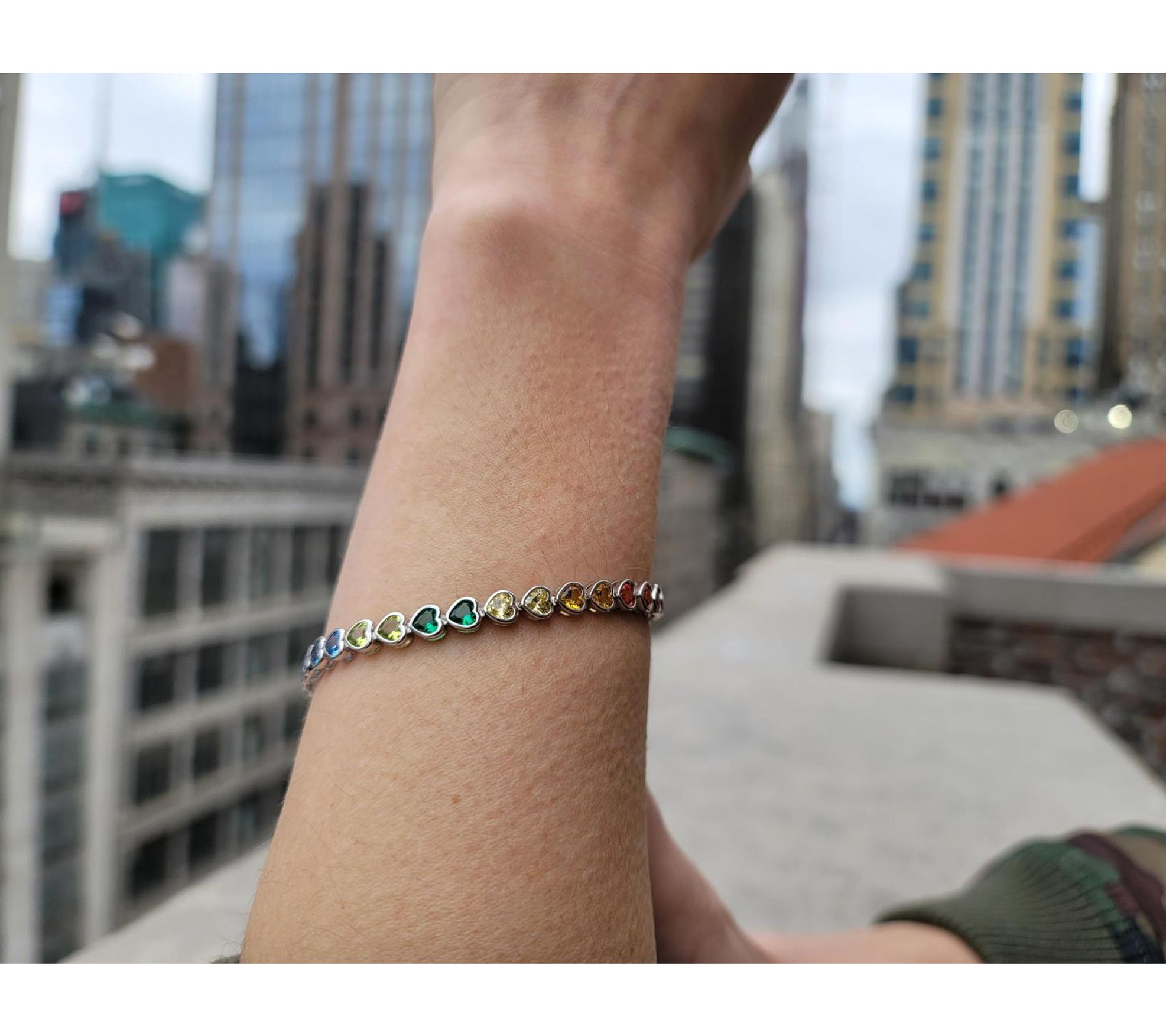 Diamonique Heart Cut Tennis Bracelet, SterlingSilver