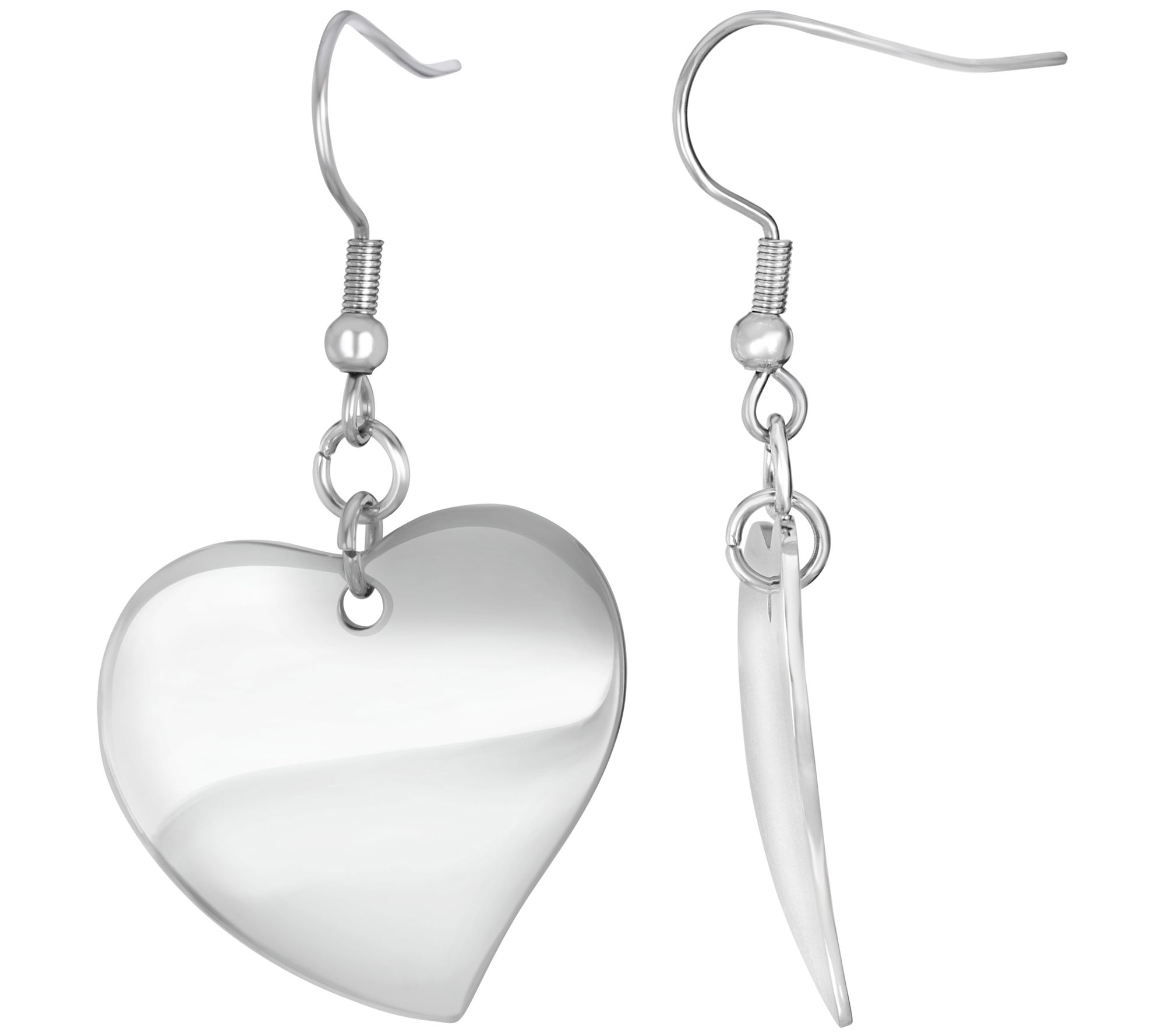 Steel by Design Polished Heart Dangle Earrings