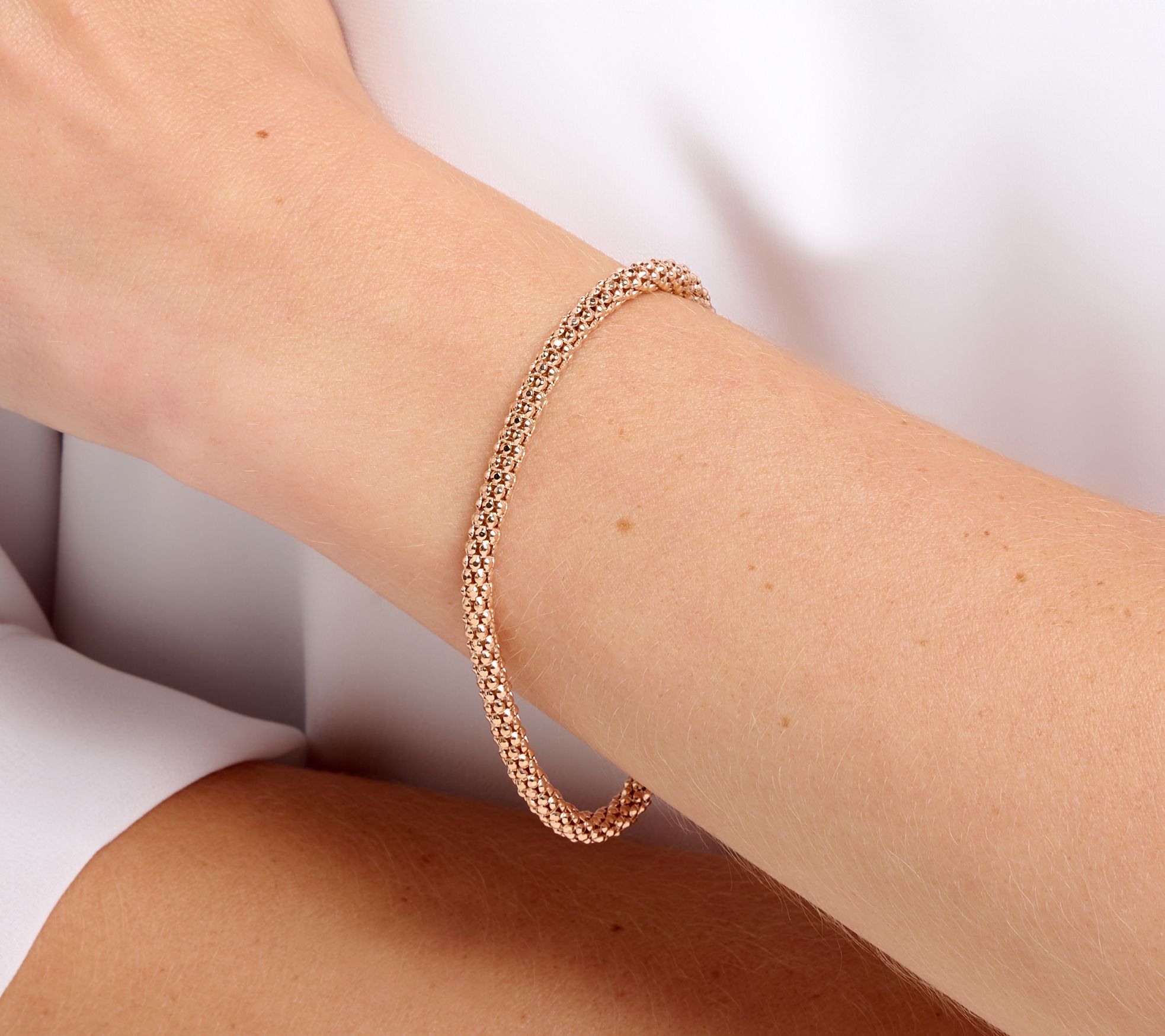 UltraFine 950 Silver Popcorn Chain Magnetic Clasp Bracelet